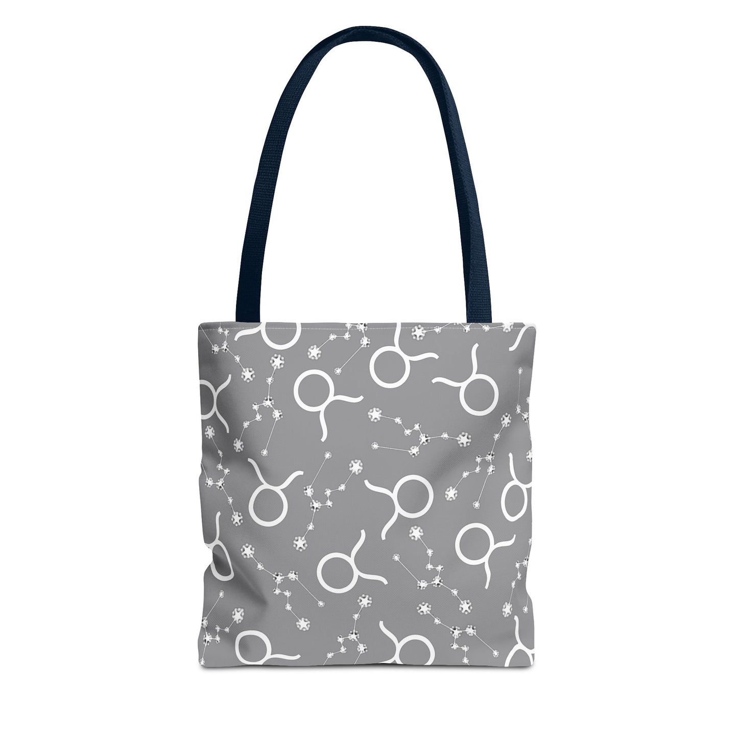 Tote Bag, Taurus Zodiac Sign, AOP, (Grey, White)