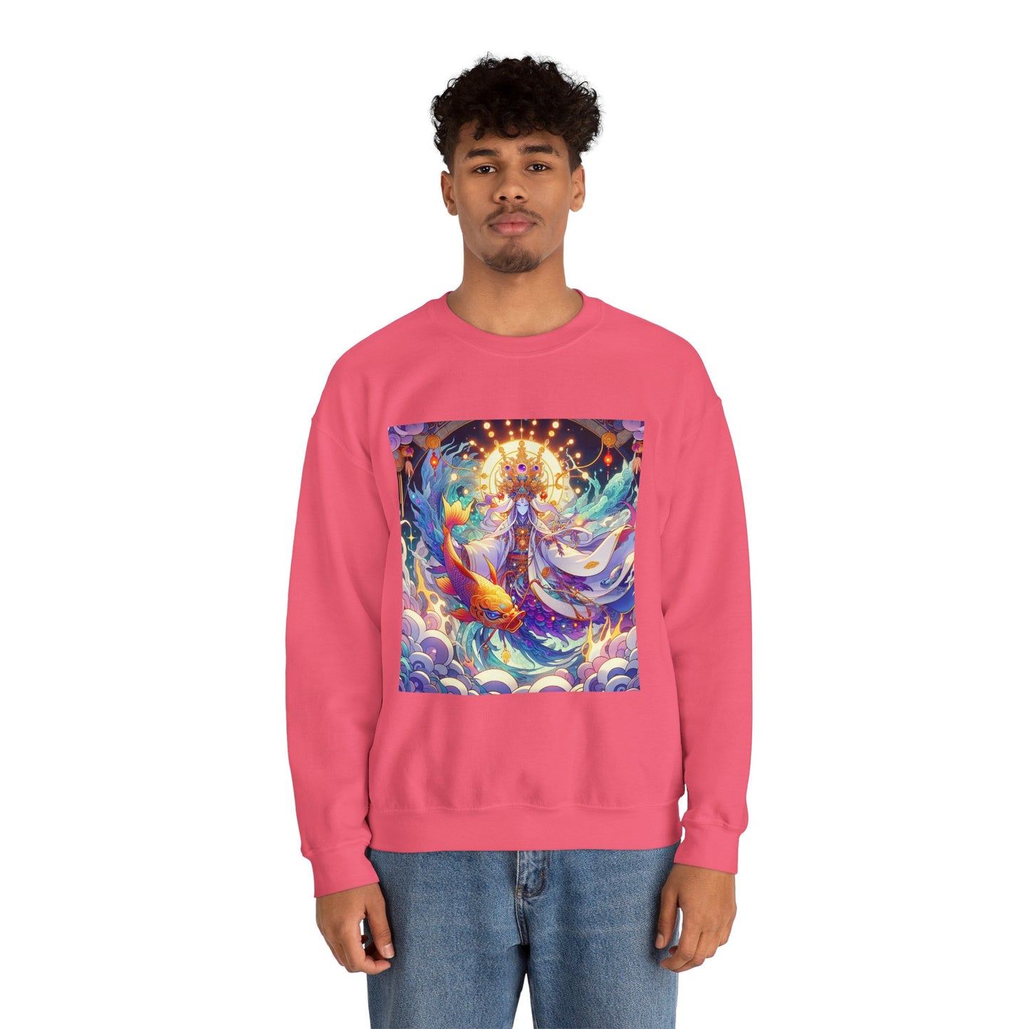 Unisex Heavy Blend™ Crewneck Sweatshirt, Anime Pisces King, Zodiac Design