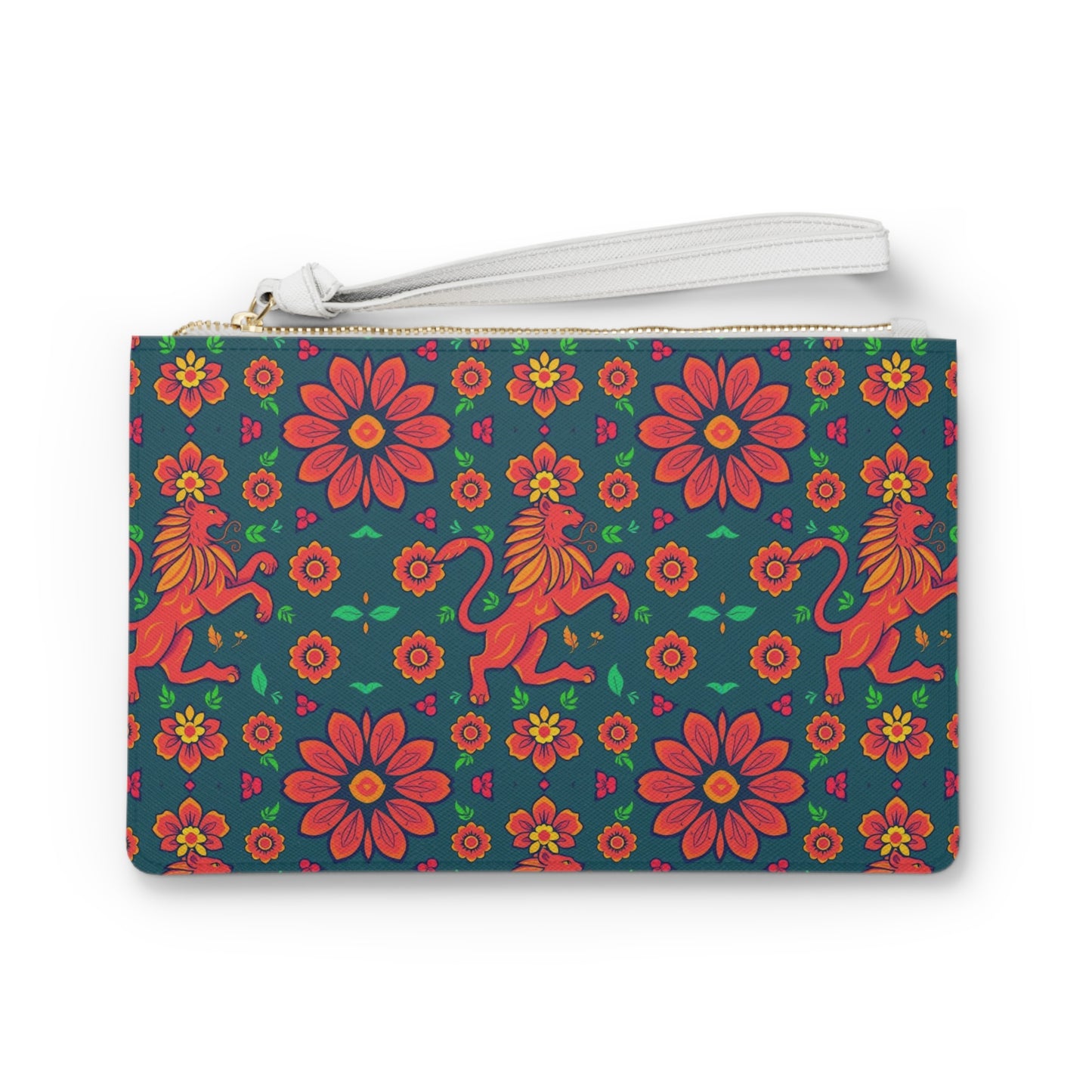 Clutch Bag, Leo, Zodiac v3, Flower Pattern