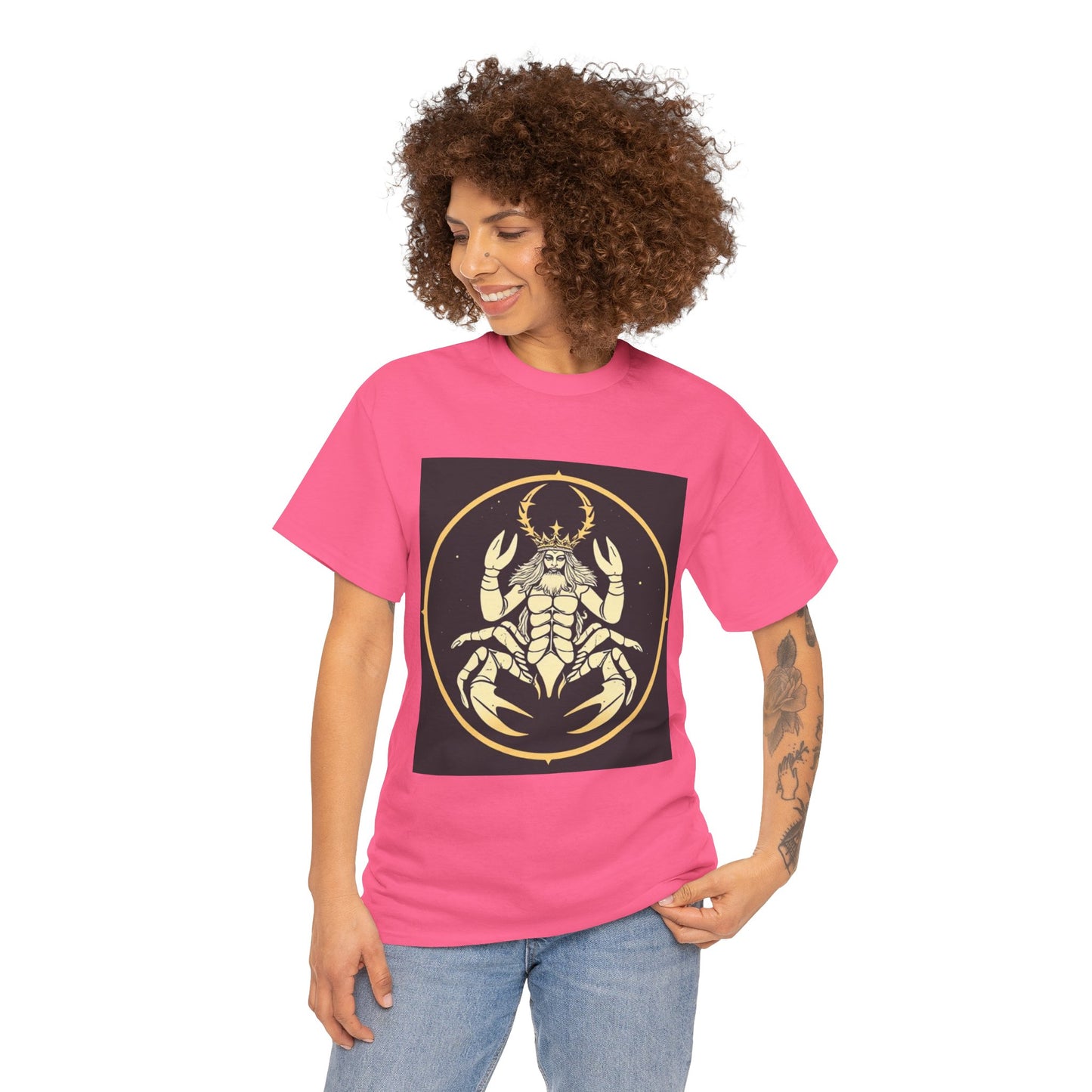 Unisex Heavy Cotton T-Shirt, Scorpio King, Print Art, Zodiac Design