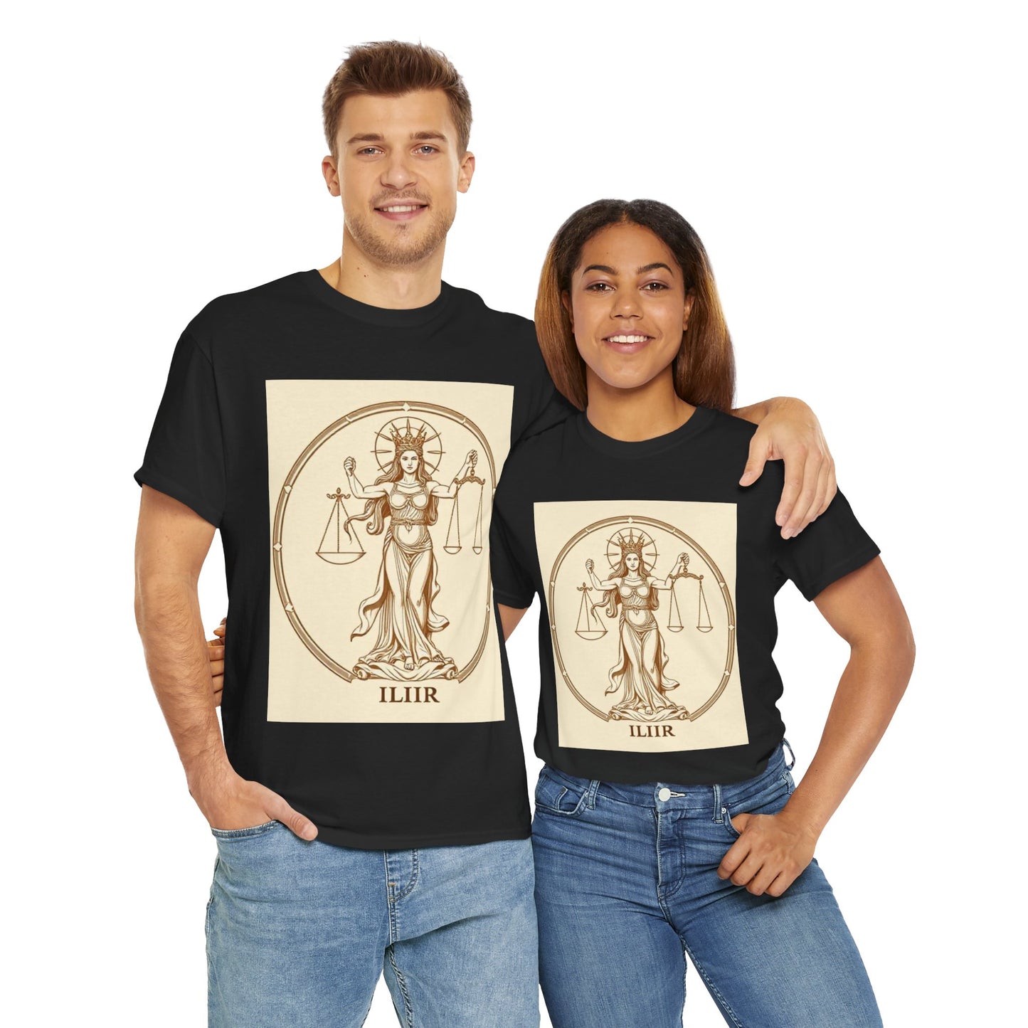 Unisex Heavy Cotton T-Shirt, Libra Goddess, Zodiac Design