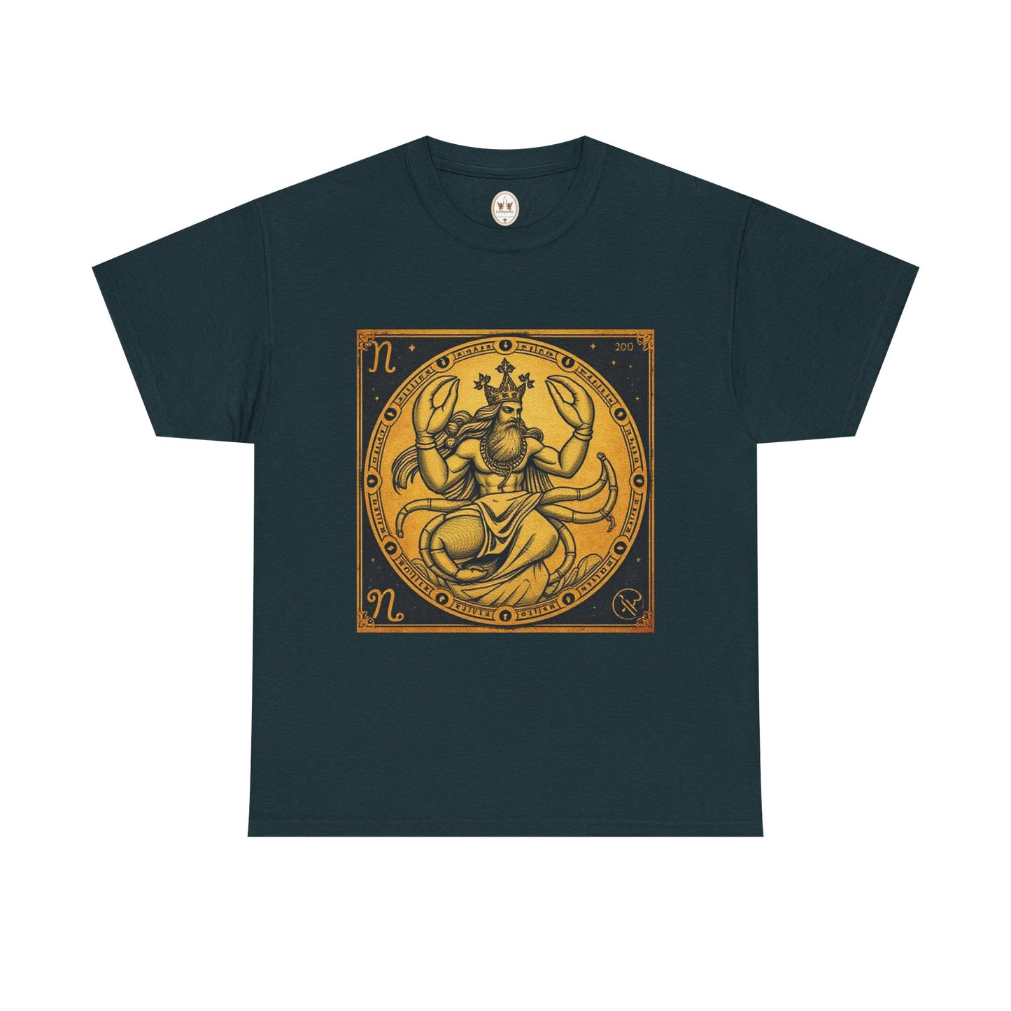 Unisex Heavy Cotton T-Shirt, Crab King v1, Cancer Zodiac Design
