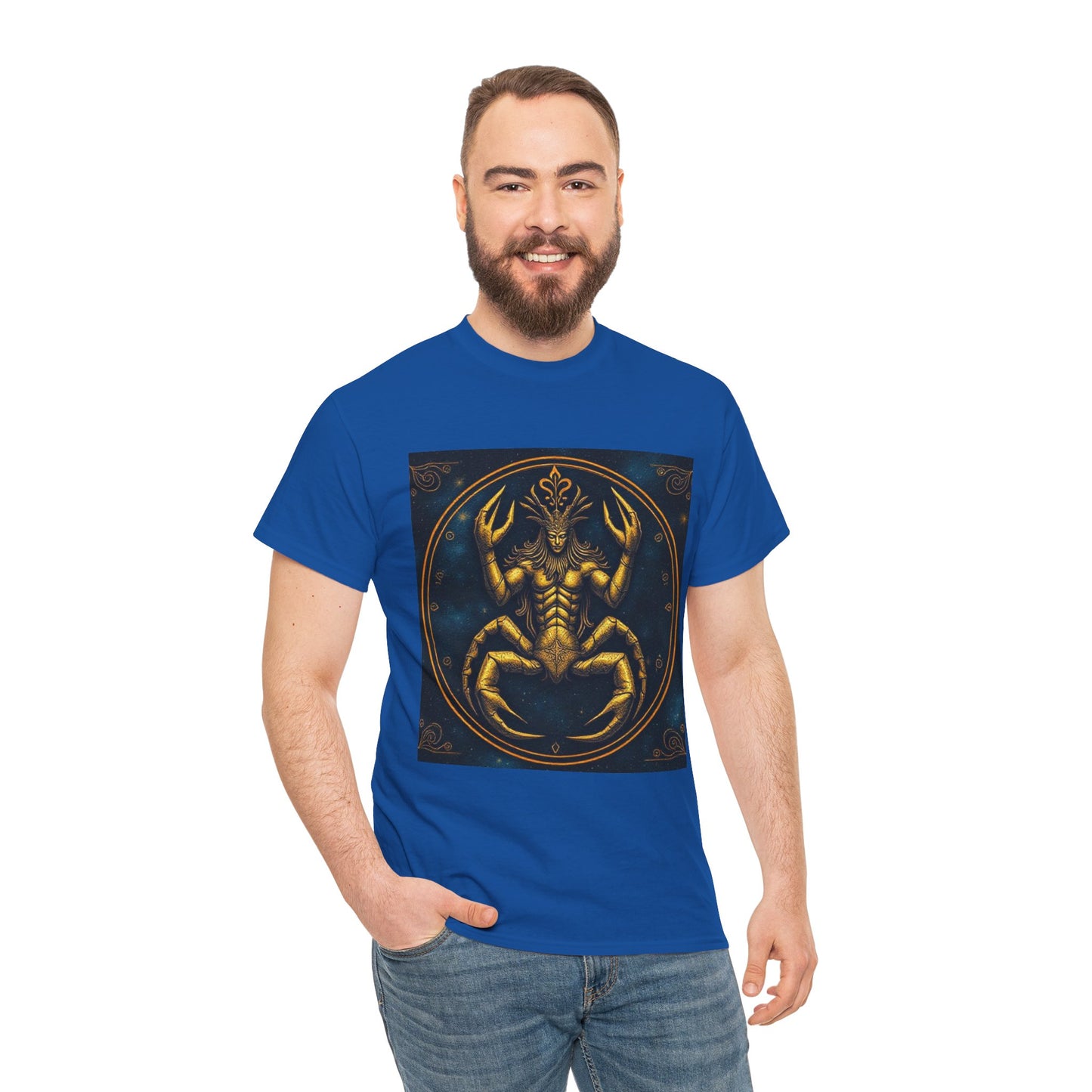Unisex Heavy Cotton T-Shirt, Scorpion King 1v, Cancer Zodiac Design