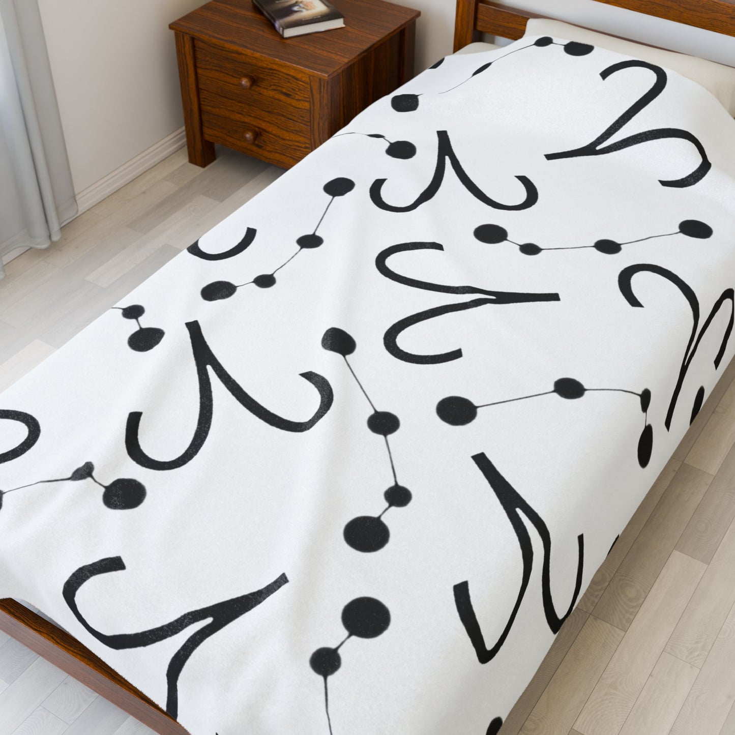 Velveteen Plush Blanket, Aries Zodiac Sign, Constellation & Symbol, White, 100% polyester