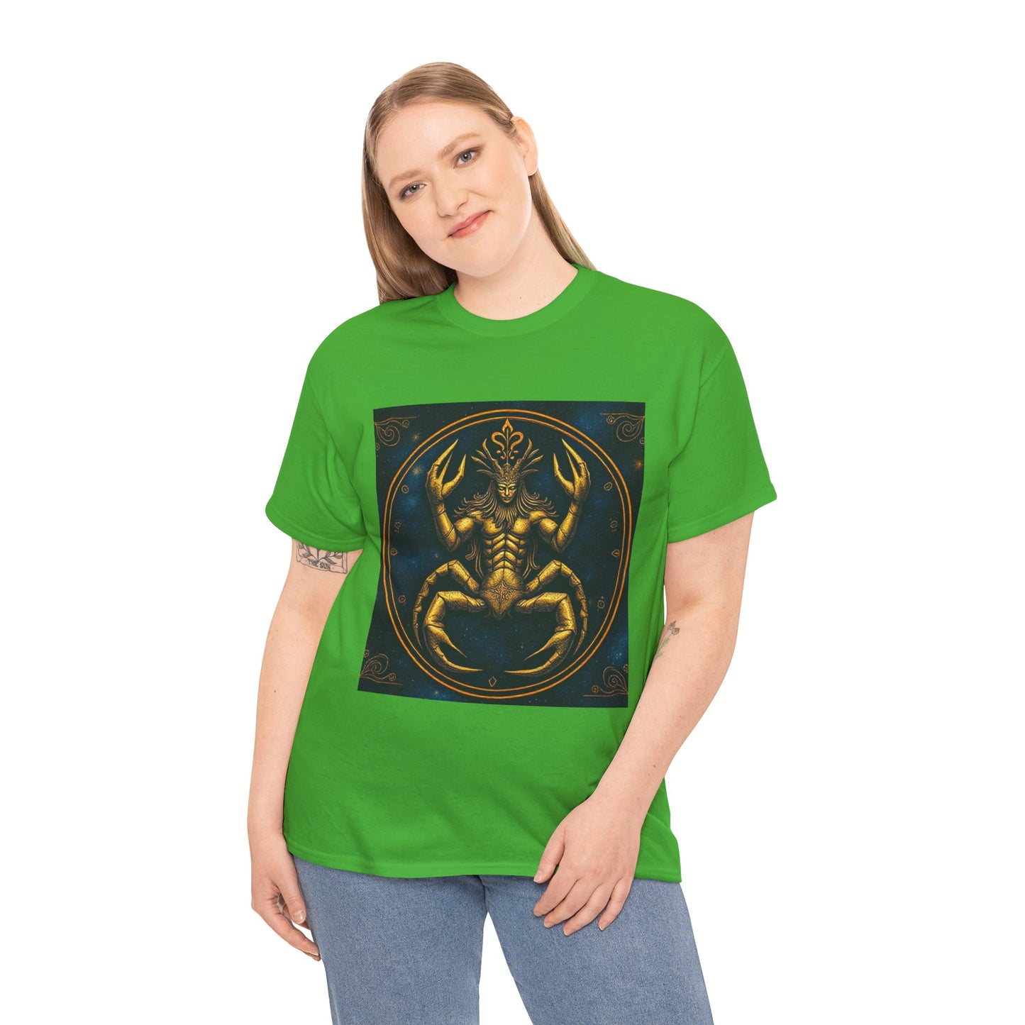 Unisex Heavy Cotton T-Shirt, Scorpion King, Cancer Zodiac Design