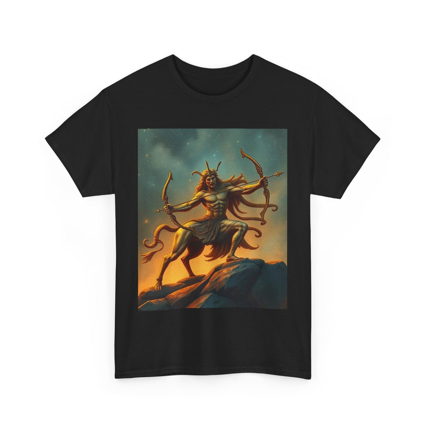 Unisex Heavy Cotton T-Shirt, Arrow Centaur v1, Sagittarius Zodiac Design
