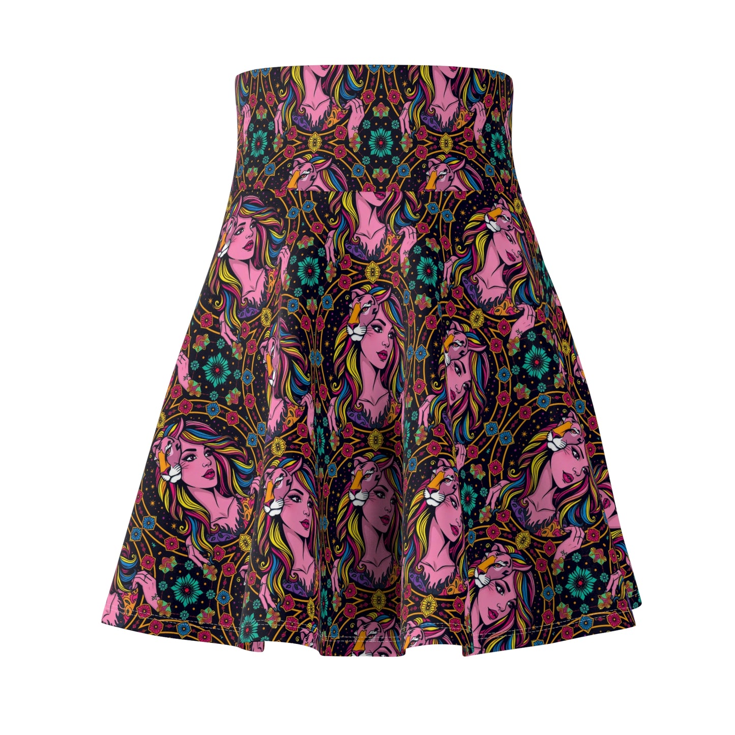 Women's Skater Skirt, (AOP), Leo, Zodiac v3, Sexy Pattern