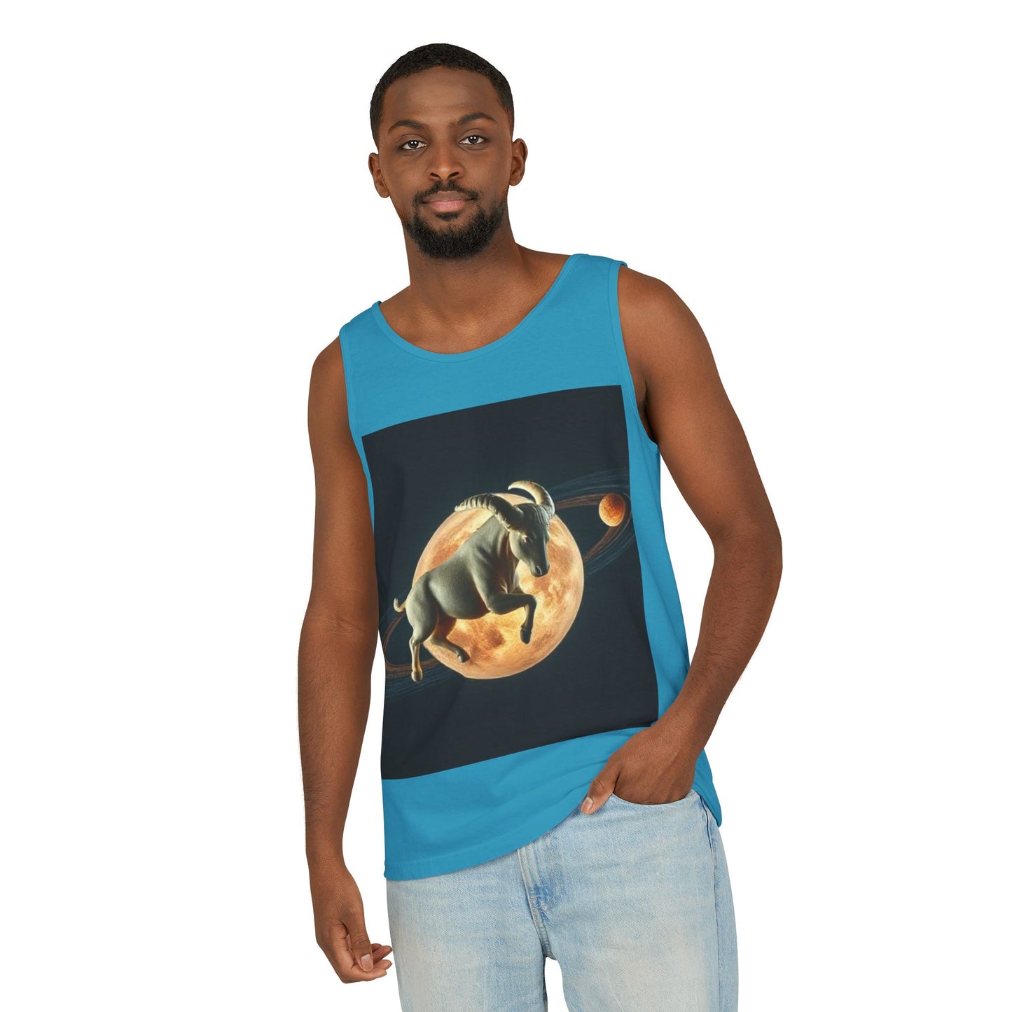 Unisex Garment-Dyed, Tank Top, Taurus Design, Planet Animal, 100% US cotton