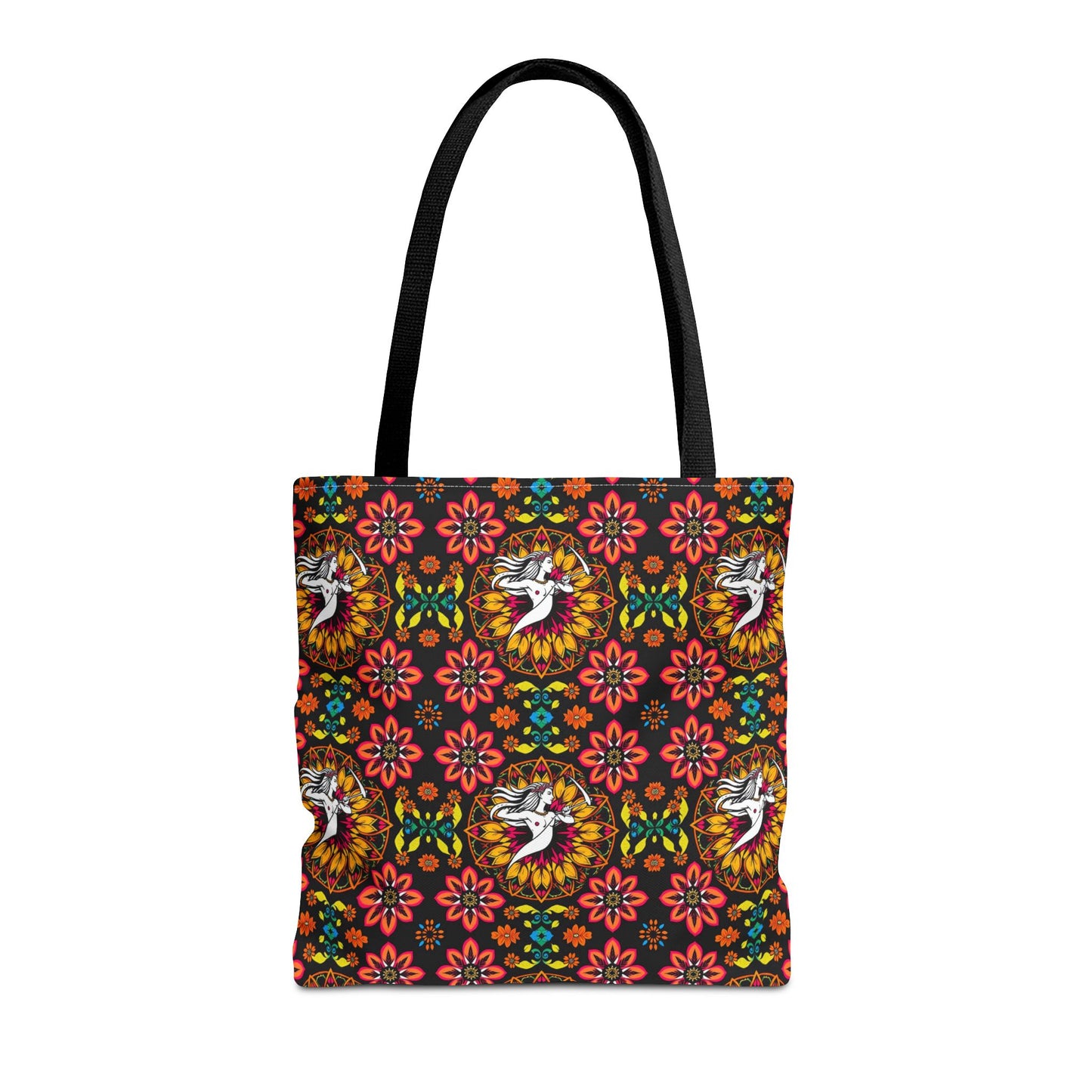 Tote Bag (AOP), Sagittarius, Zodiac v1, Flower Pattern
