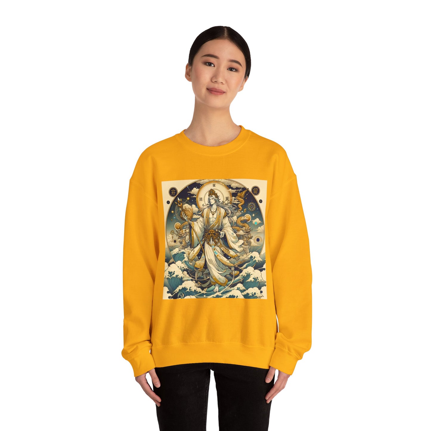 Unisex Heavy Blend™ Crewneck Sweatshirt, Anime Capricorn God, Zodiac Design