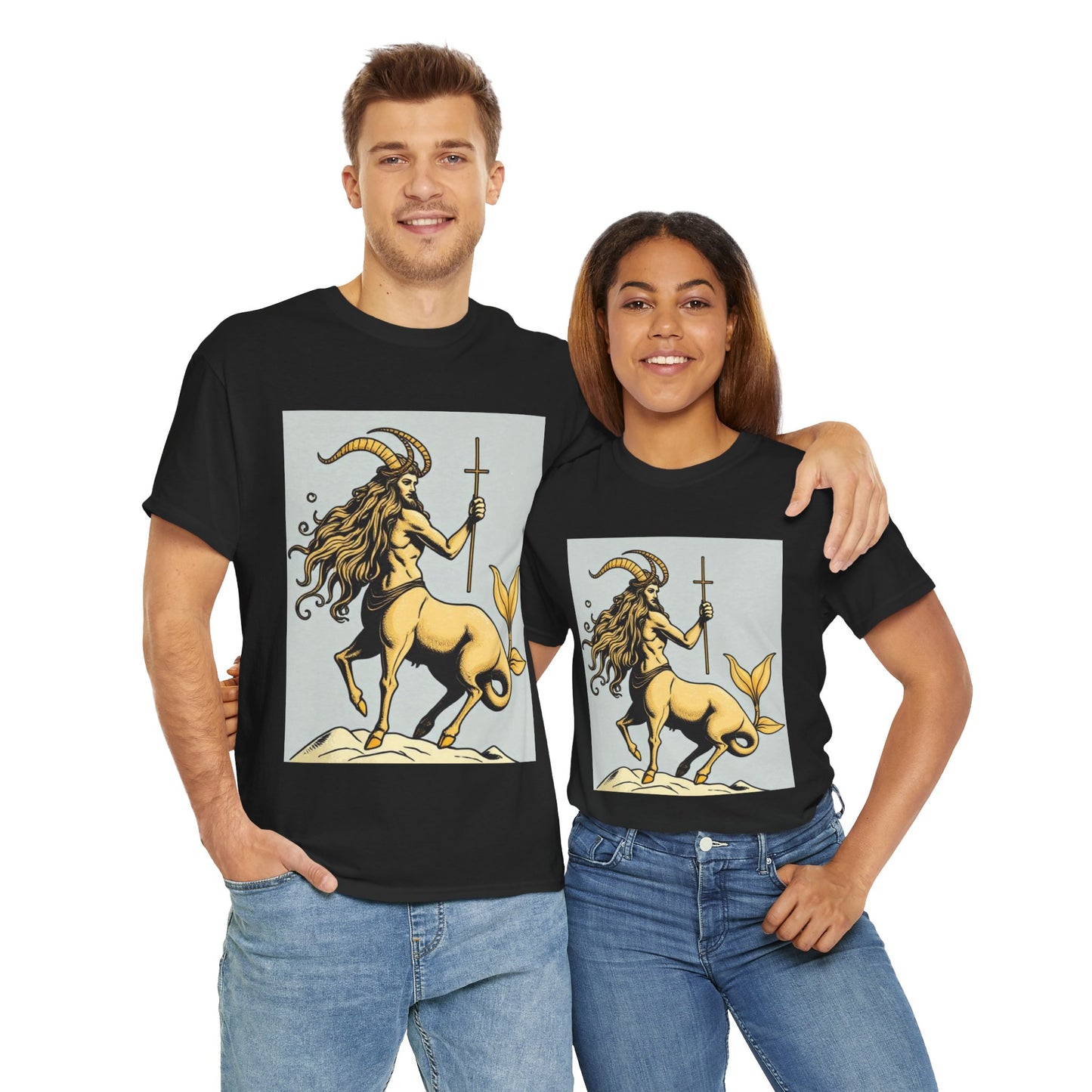 Unisex Heavy Cotton T-Shirt, Capricorn God v2, Zodiac Design