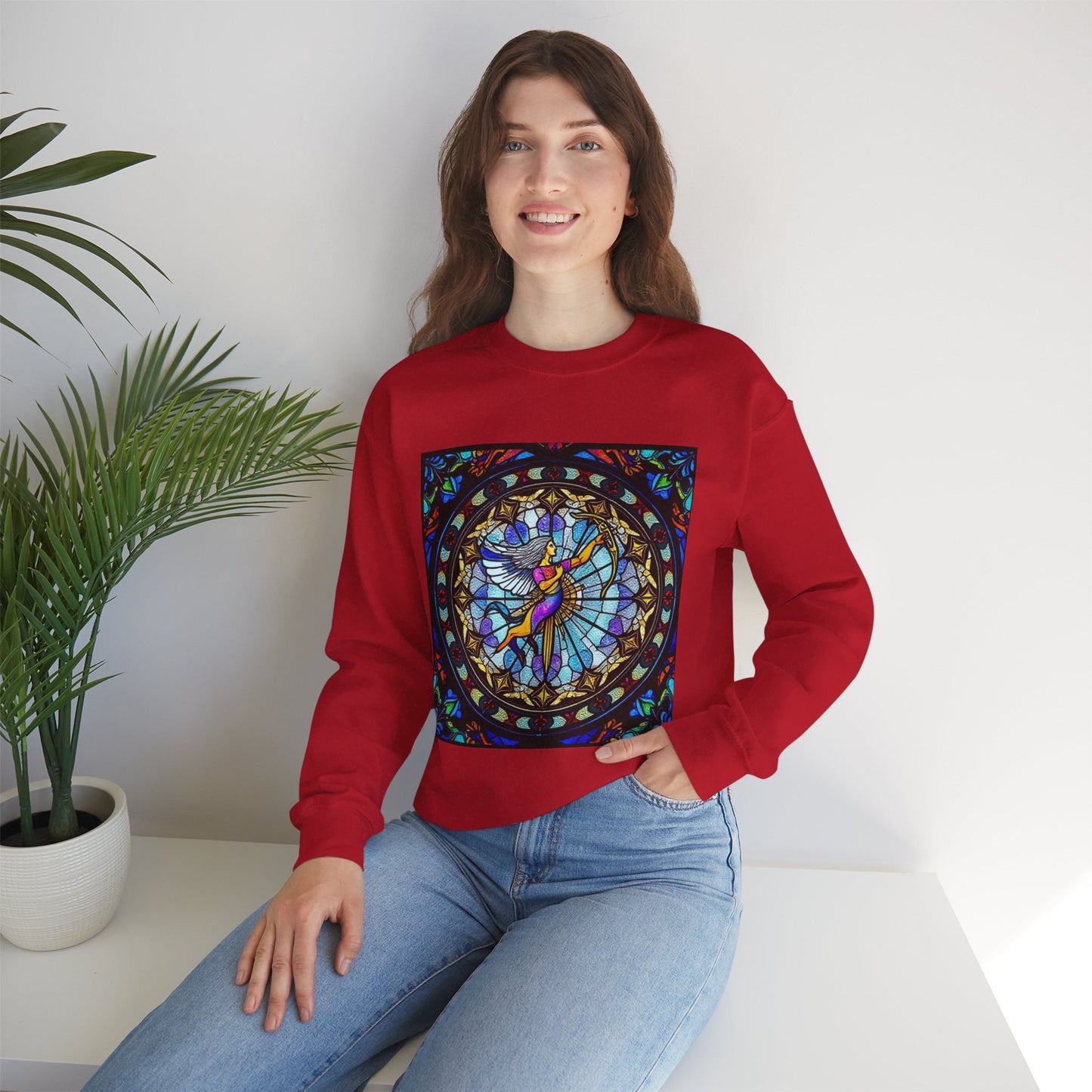 Unisex Heavy Blend™ Crewneck Sweatshirt, Glass, Sagittarius Zodiac Design