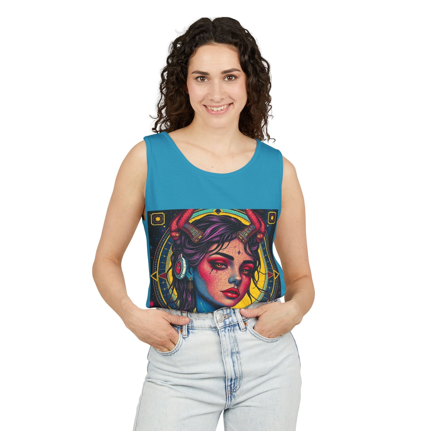 Unisex Garment-Dyed, Tank Top, Scorpio Design, Pop Art, 100% US cotton