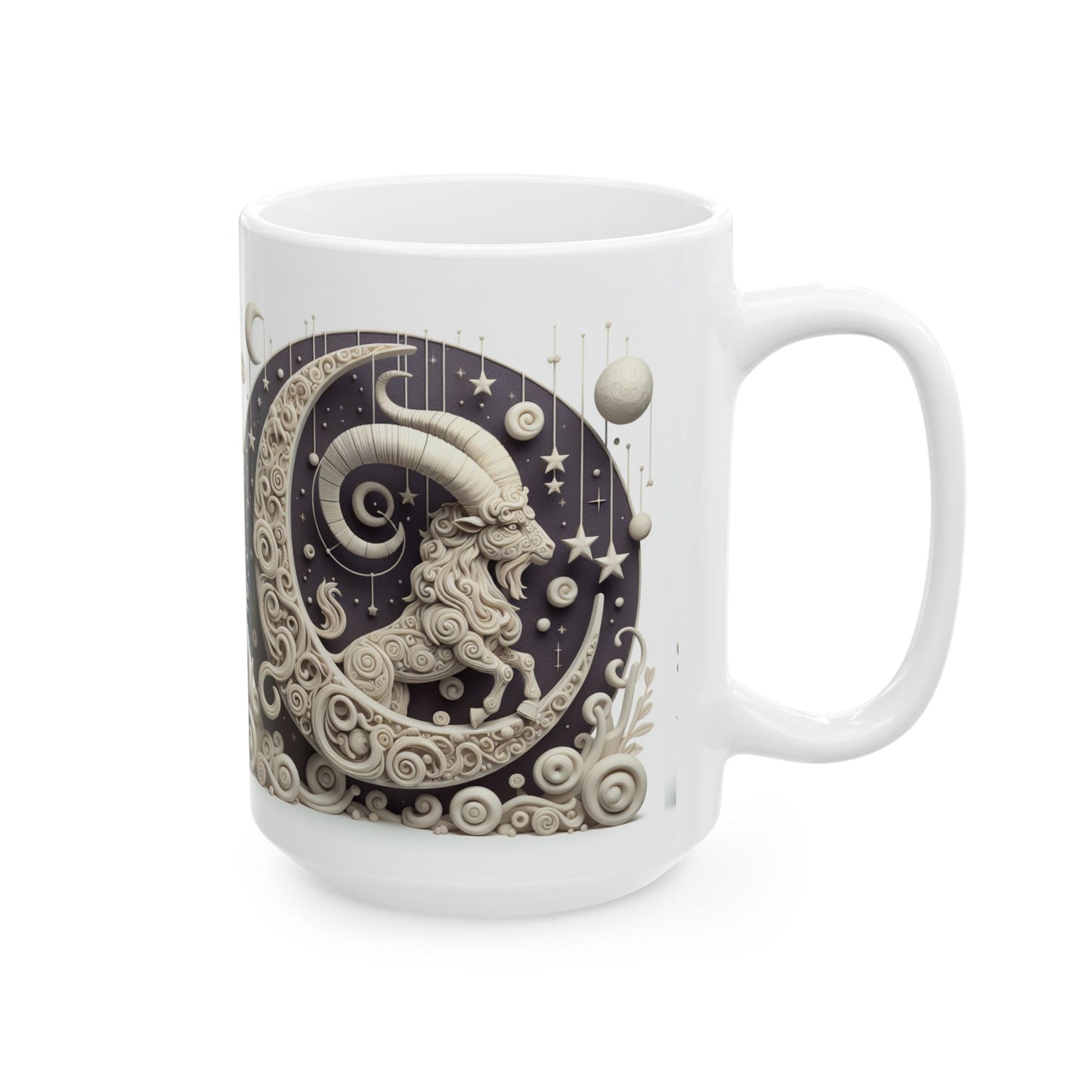Ceramic Mug, (11oz, 15oz), Ceramic Coffee Mug, Stone & Stars, Capricorn Zodiac Design