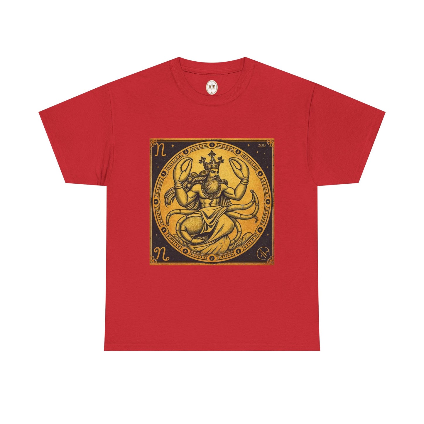 Unisex Heavy Cotton T-Shirt, Crab King v1, Cancer Zodiac Design