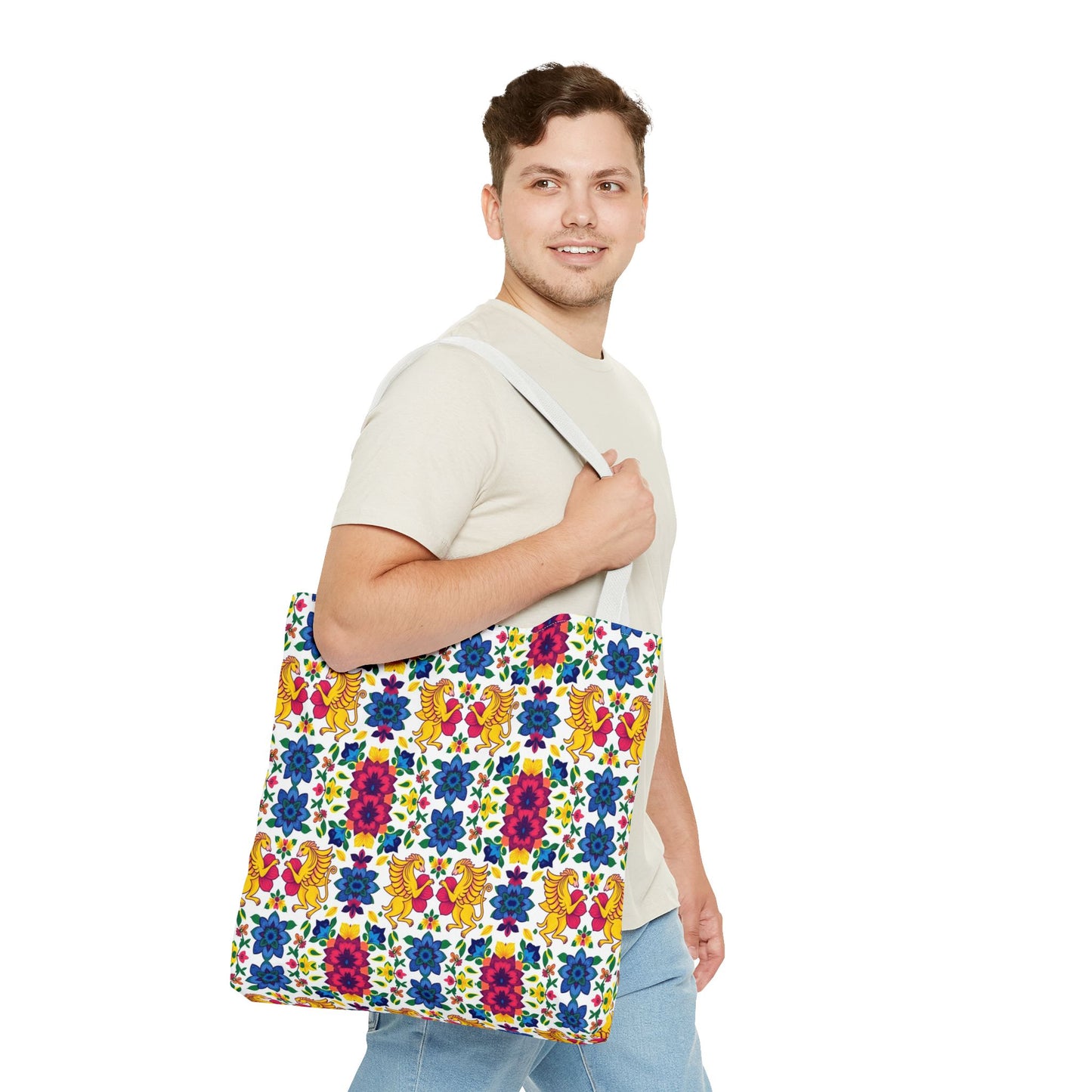 Tote Bag (AOP), Gemini, Zodiac, Flower Pattern