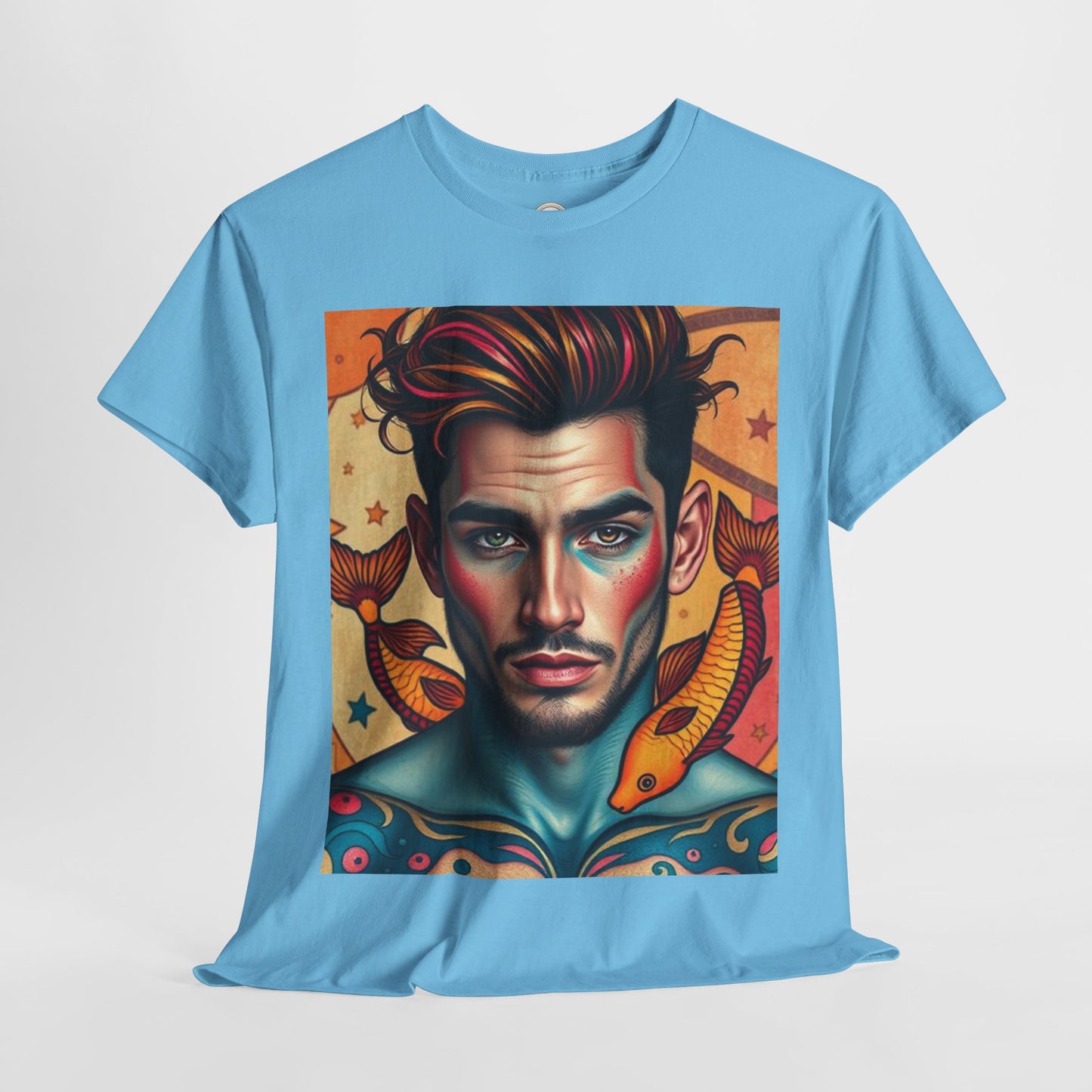 Unisex Heavy Cotton T-Shirt, Pisces, Zodiac v2, Sexy Art