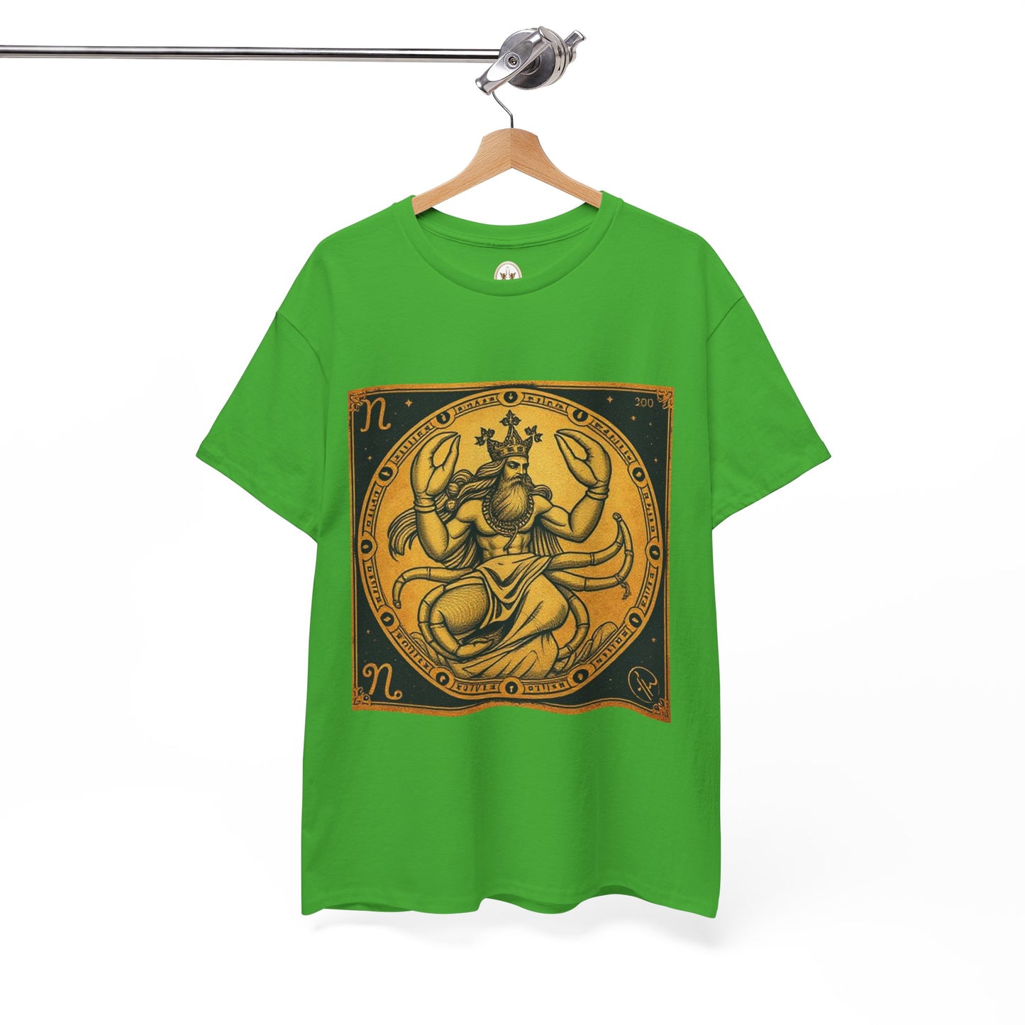 Unisex Heavy Cotton T-Shirt, Crab King v1, Cancer Zodiac Design