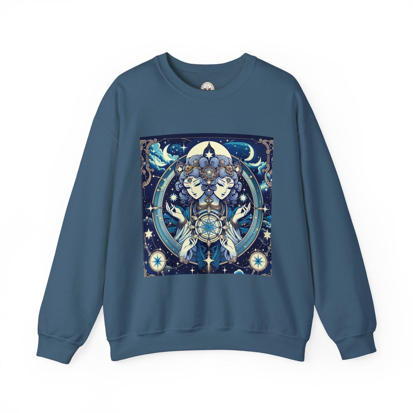 Unisex Heavy Blend™ Crewneck Sweatshirt,Twin Body, Gemini Zodiac Design