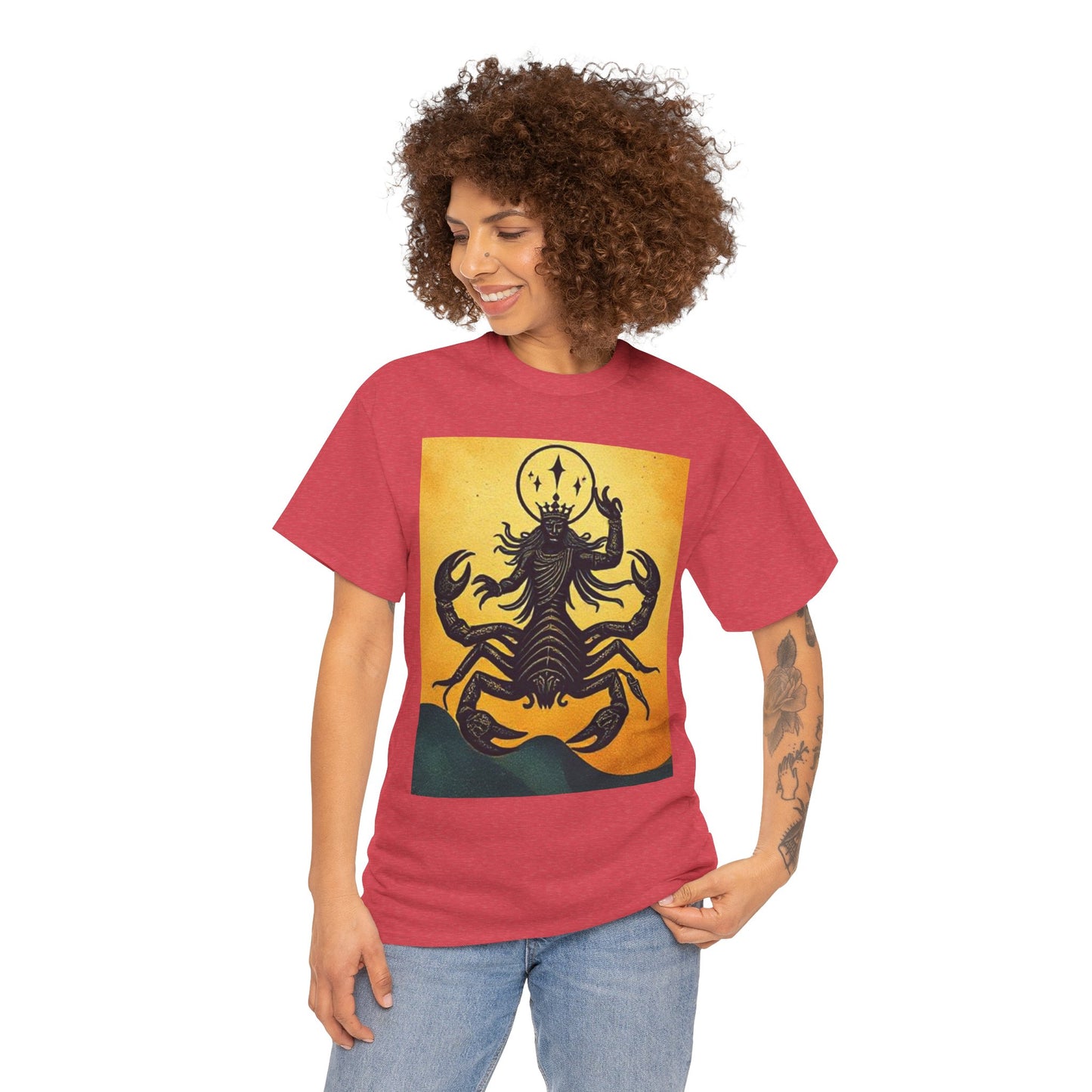 Unisex Heavy Cotton T-Shirt, Scorpion King, Print Art, Scorpio Zodiac Design