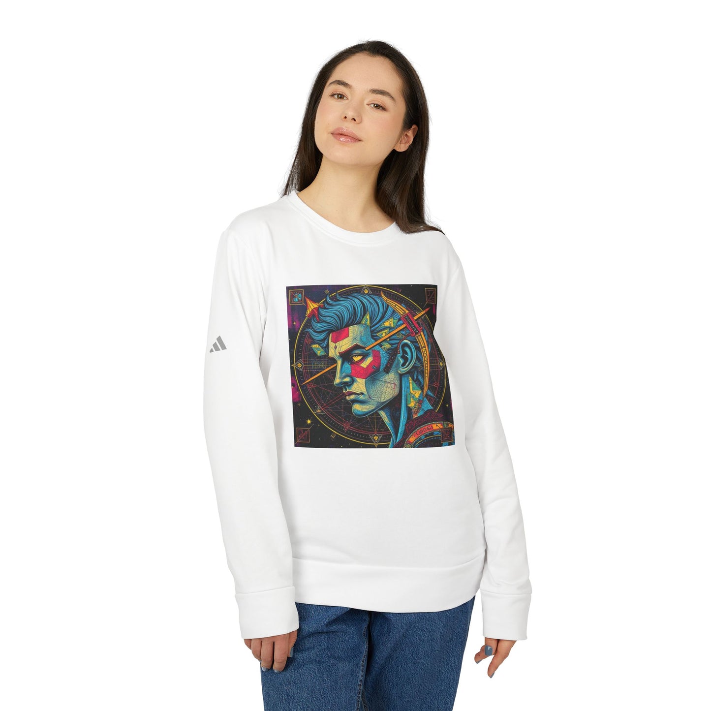 Adidas, Unisex Fleece Crewneck Sweatshirt, Sagittarius, Pop Art, Zodiac
