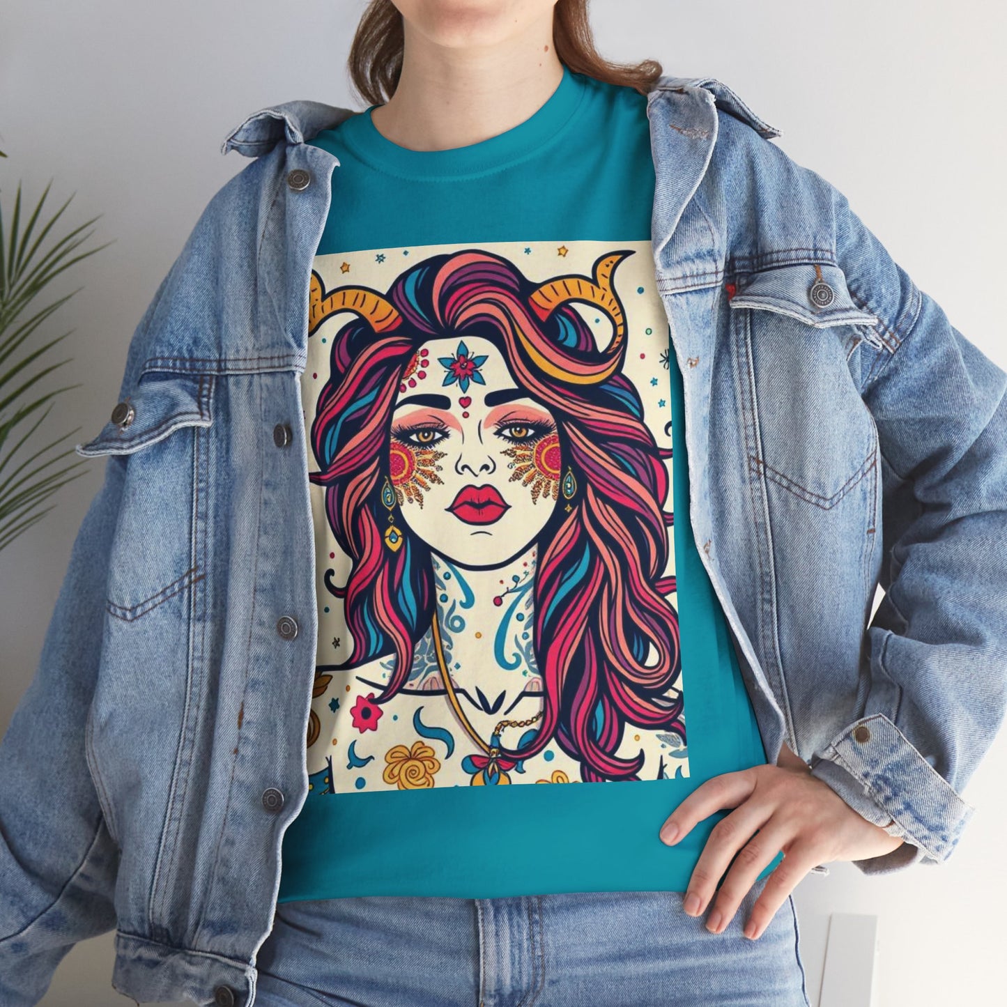 Unisex Heavy Cotton T-Shirt, Virgo, Zodiac v3, Sexy Art