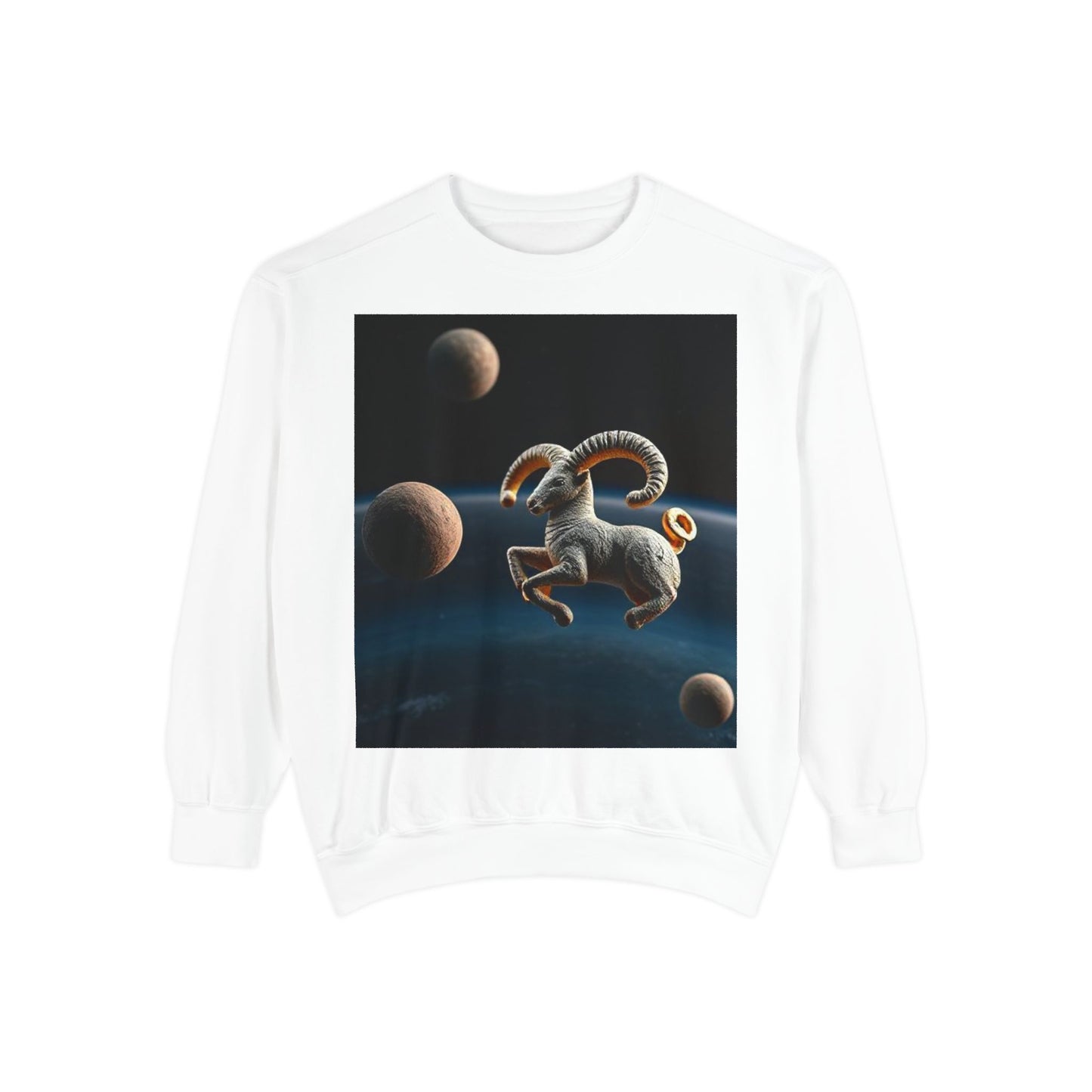 Garment-Dyed Sweatshirt, Unisex, Space Animal Design v1, Aries