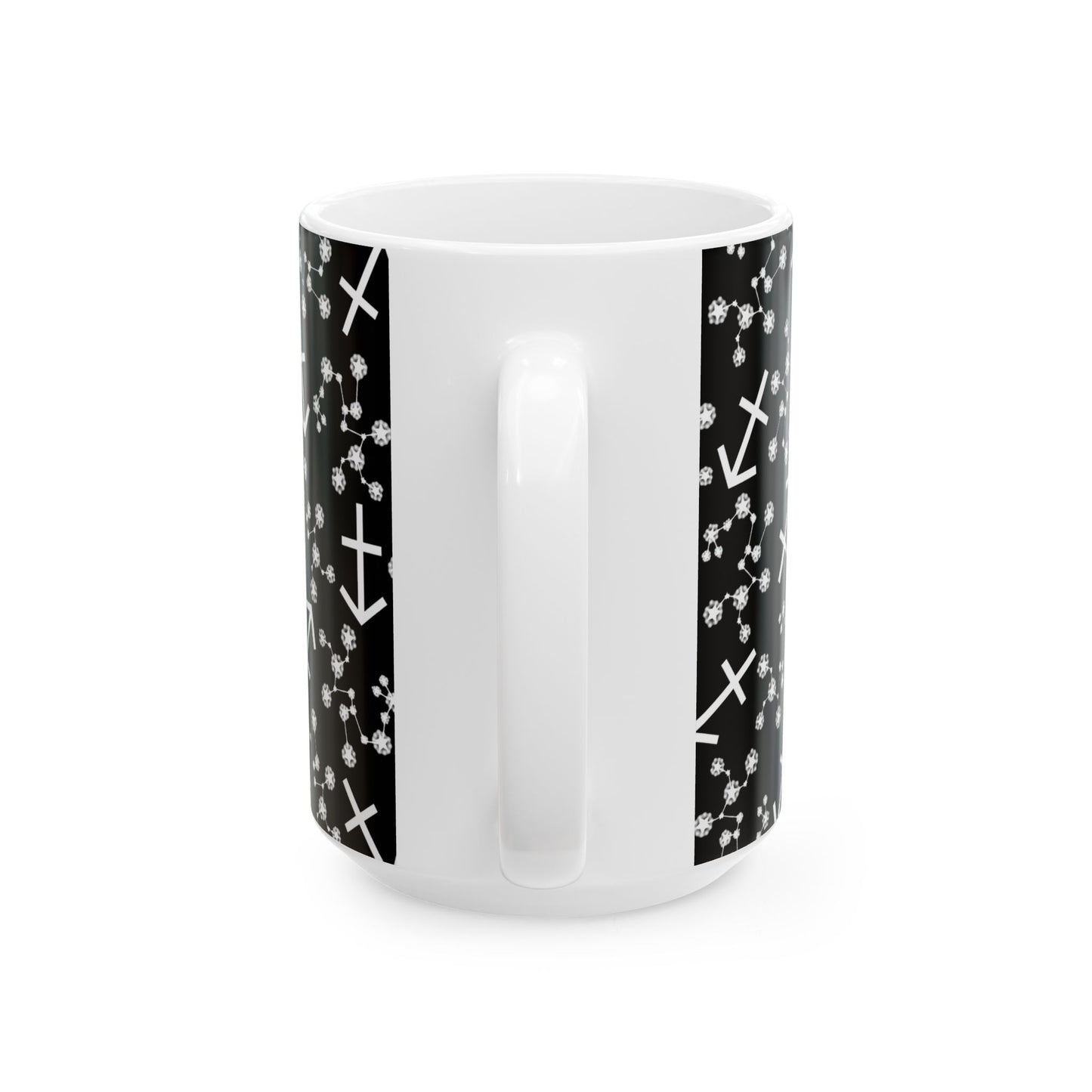 Ceramic Mug, (11oz, 15oz), Ceramic Coffee Mug, Black AOP, Sagittarius Zodiac Design