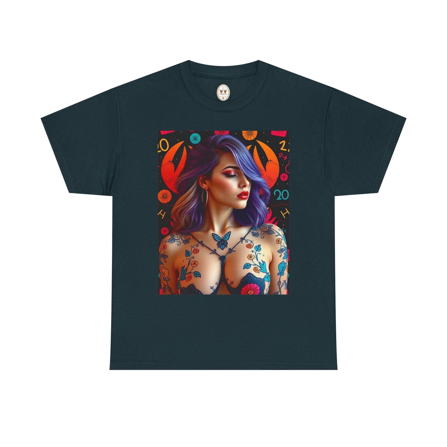Unisex Heavy Cotton T-Shirt, Cancer, Zodiac, Sexy Art