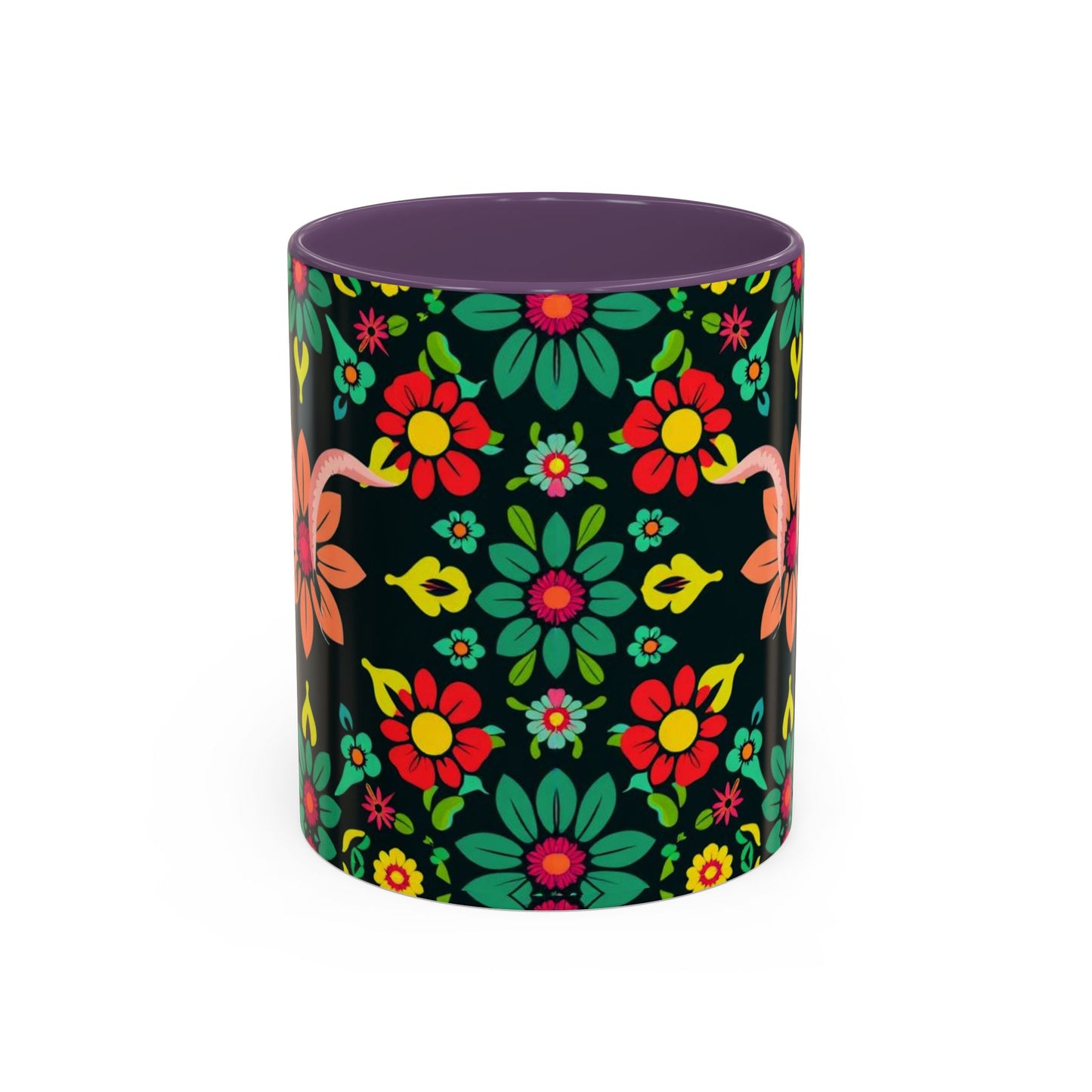 Accent Coffee Mug, Aquarius, Zodiac v4, Flower Pattern, (11, 15oz)