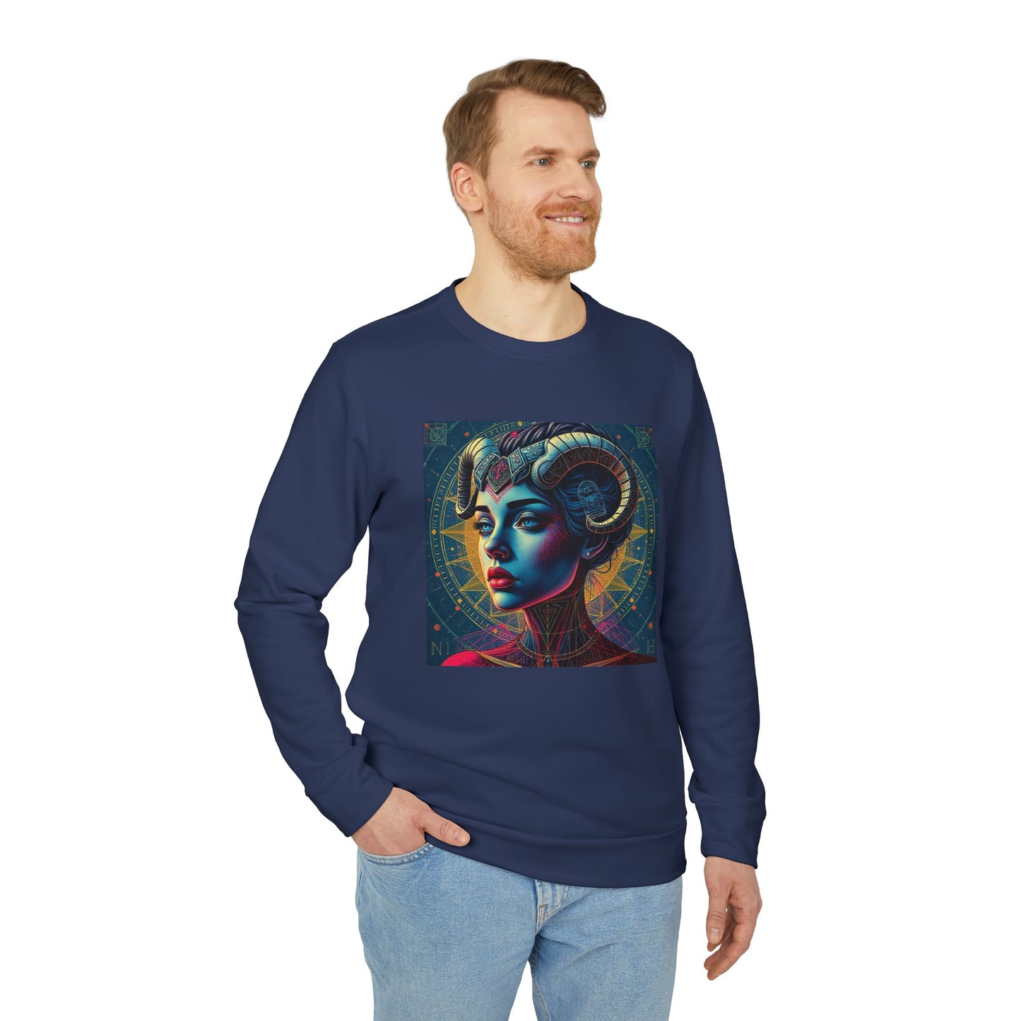 Adidas, Unisex Fleece Crewneck Sweatshirt, Aries, Pop Art, Zodiac