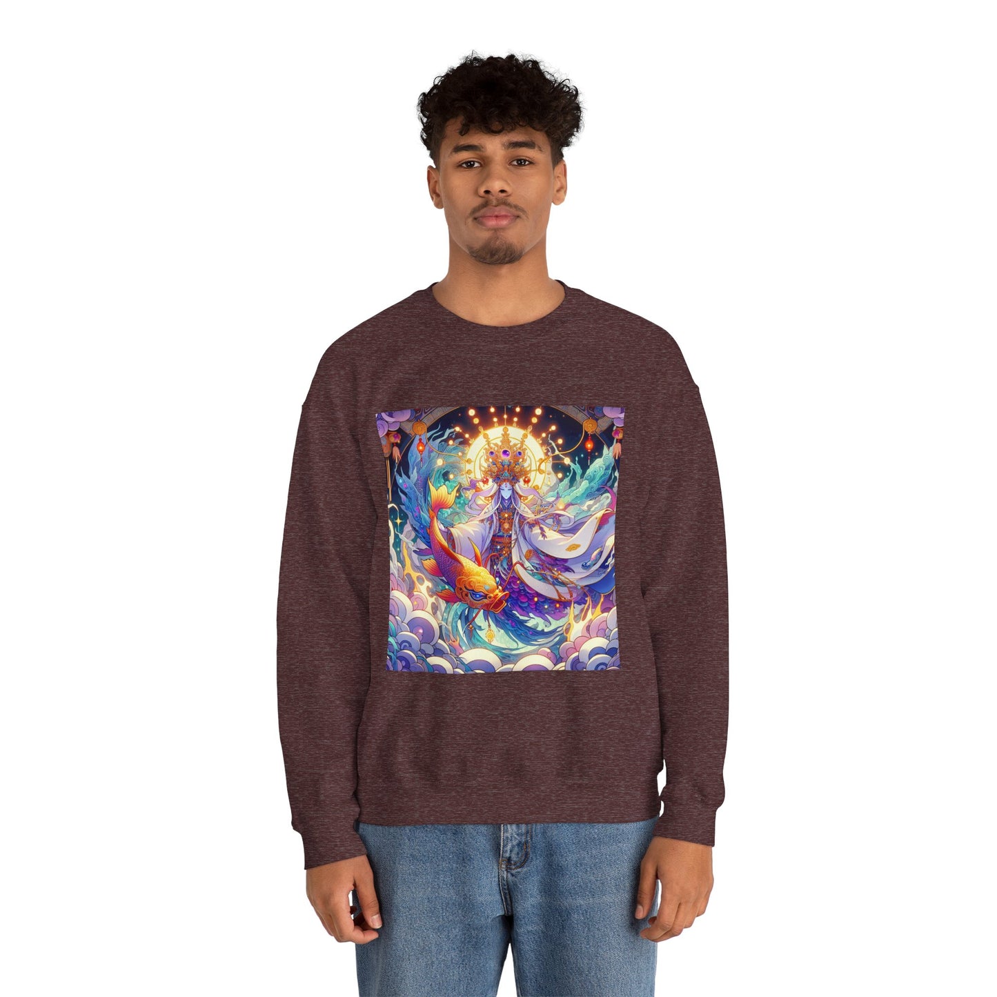 Unisex Heavy Blend™ Crewneck Sweatshirt, Anime Pisces King, Zodiac Design