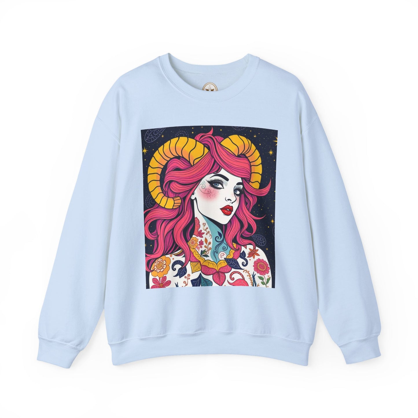 Unisex Heavy Blend™ Crewneck Sweatshirt, Aries, Zodiac, Sexy Pattern