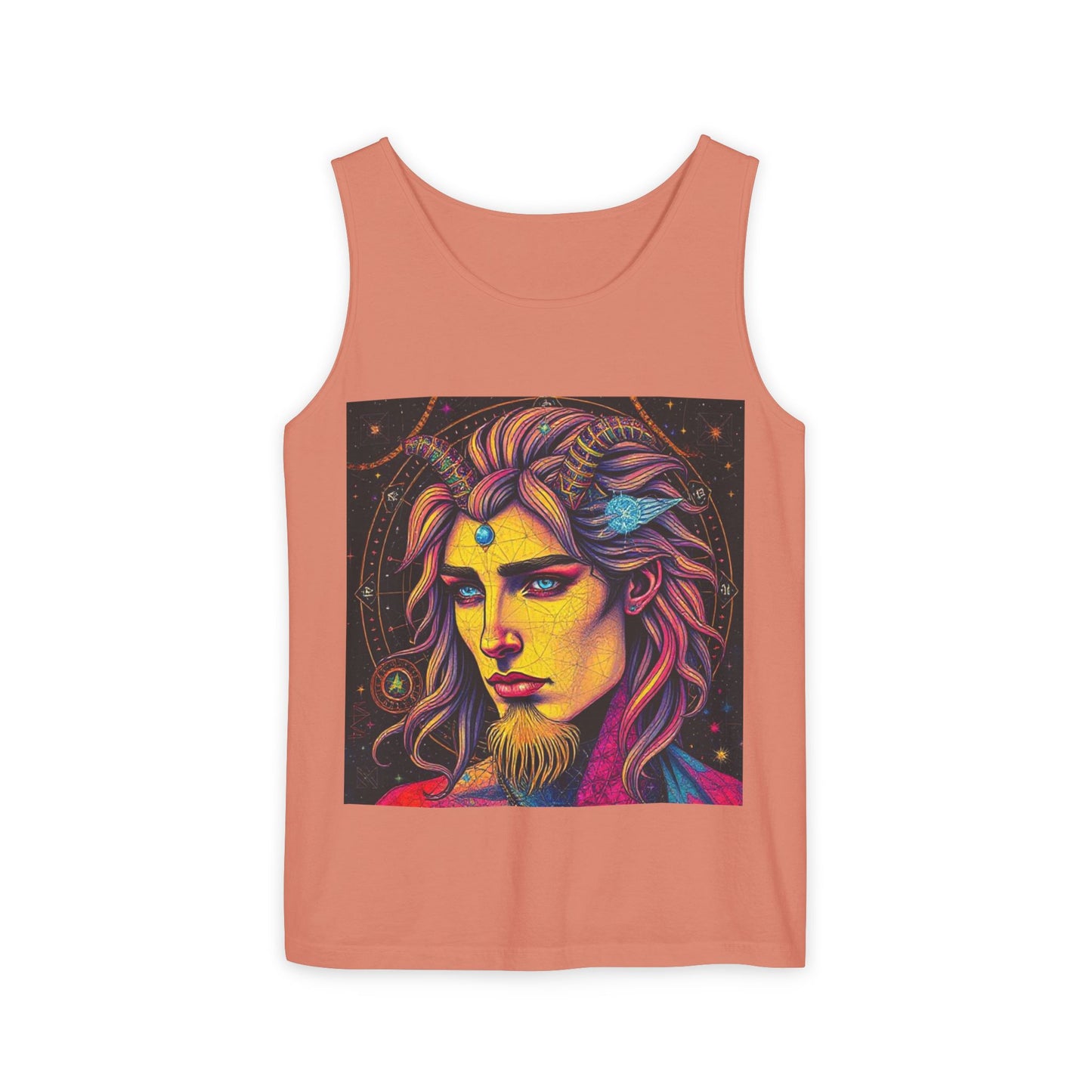 Unisex Garment-Dyed, Tank Top, Aquarius Design, Pop Art v1, 100% Ringspun US cotton