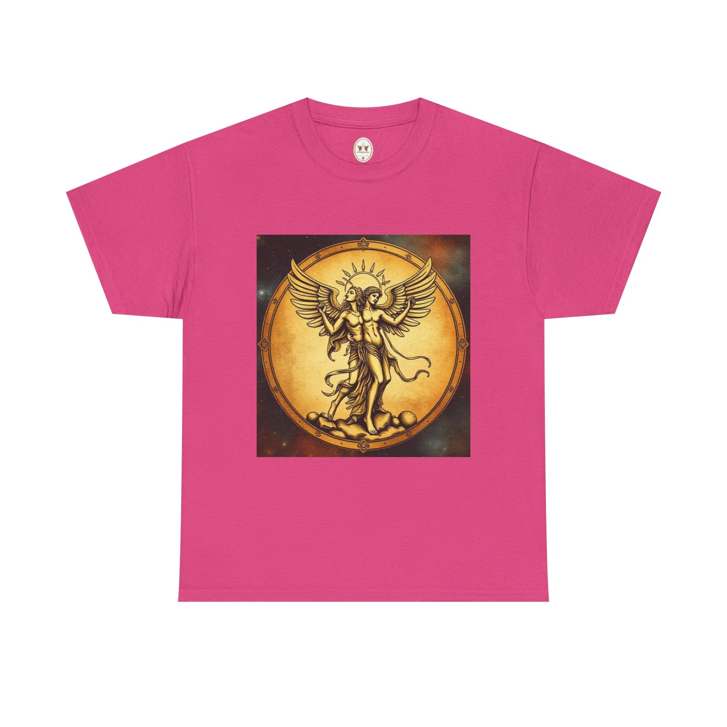 Unisex Heavy Cotton T-Shirt, Twin Angel v1, Gemini Zodiac Design