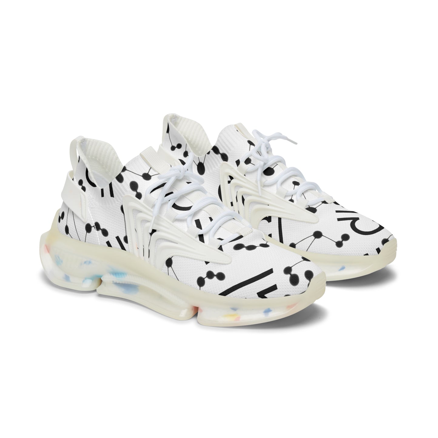 Women's Mesh Sneakers, Constellation & Symbol, Libra Zodiac Sign, AOP