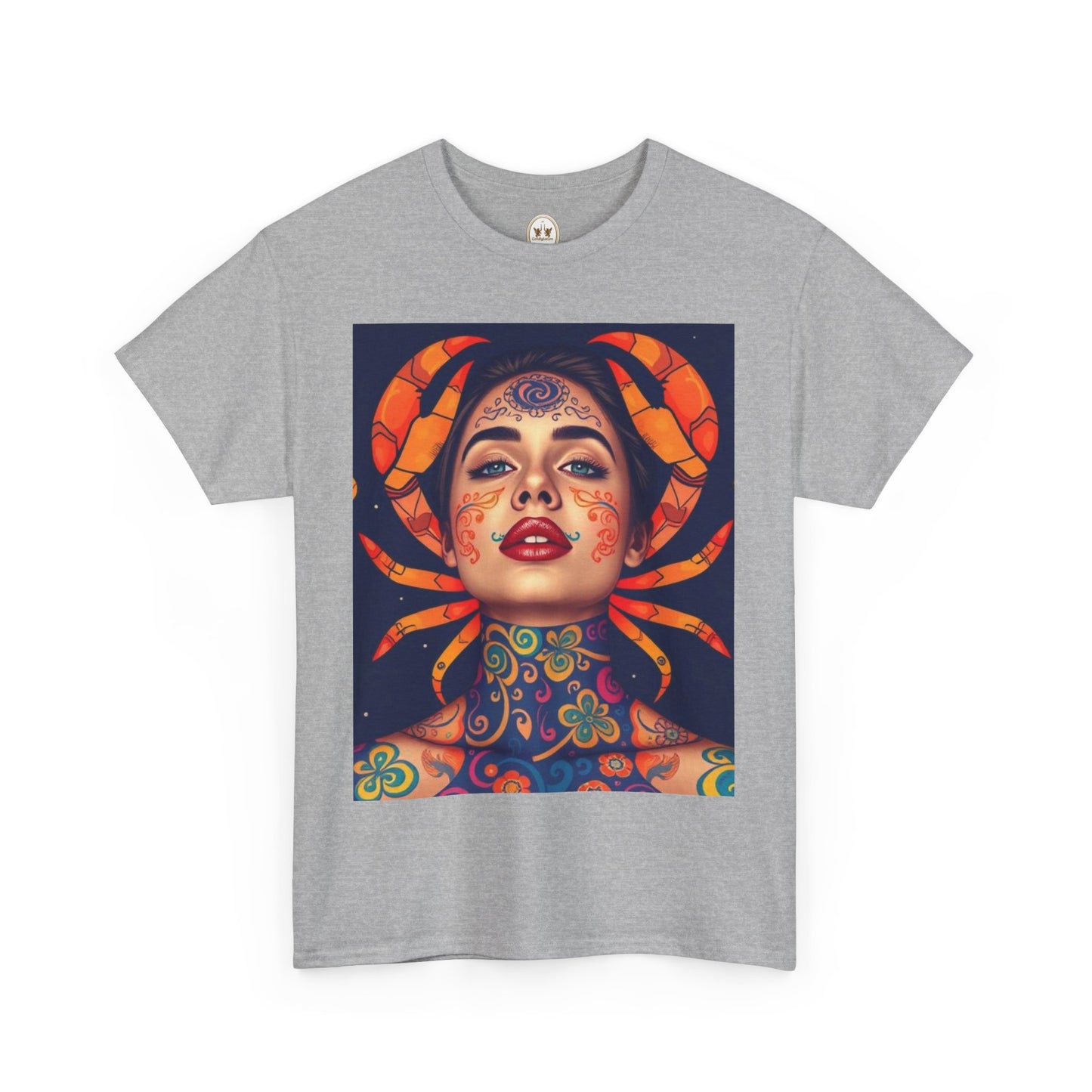 Unisex Heavy Cotton T-Shirt, Cancer, Zodiac v2, Sexy Art