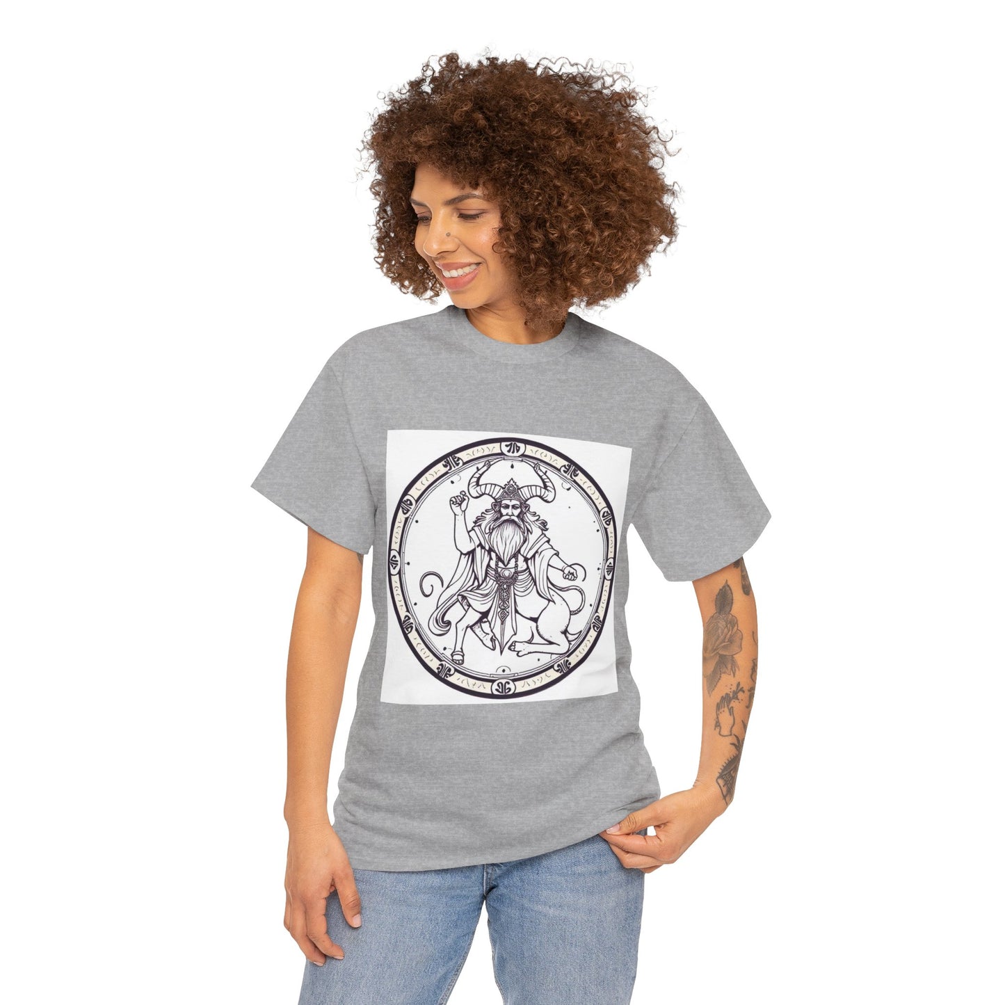 Unisex Heavy Cotton T-Shirt, Bull Centaur v1, Taurus Zodiac Design