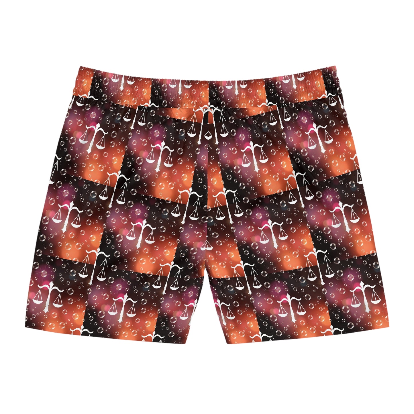Men's Mid-Length Swim Shorts, (AOP), Libra, Zodiac v3, Bubble Pattern