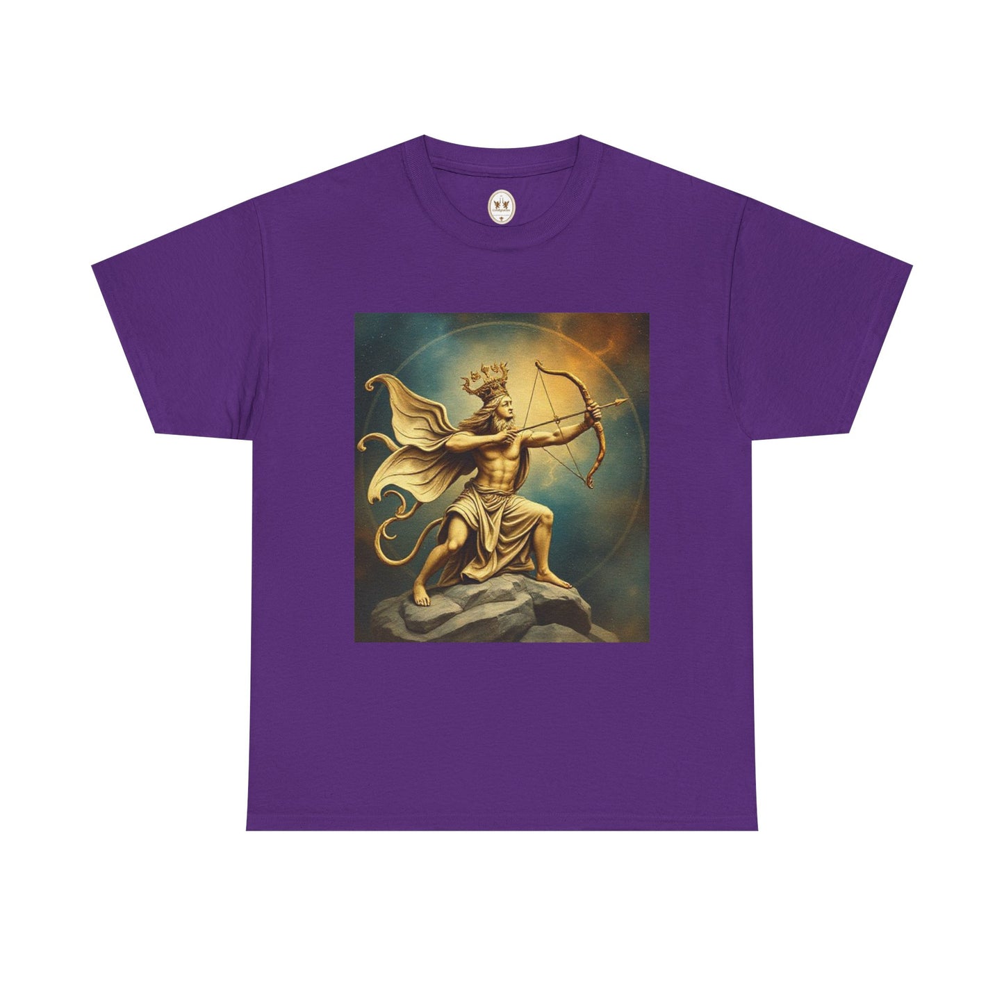Unisex Heavy Cotton T-Shirt, Sagittarius King, Bow & Arrow v1, Zodiac Design
