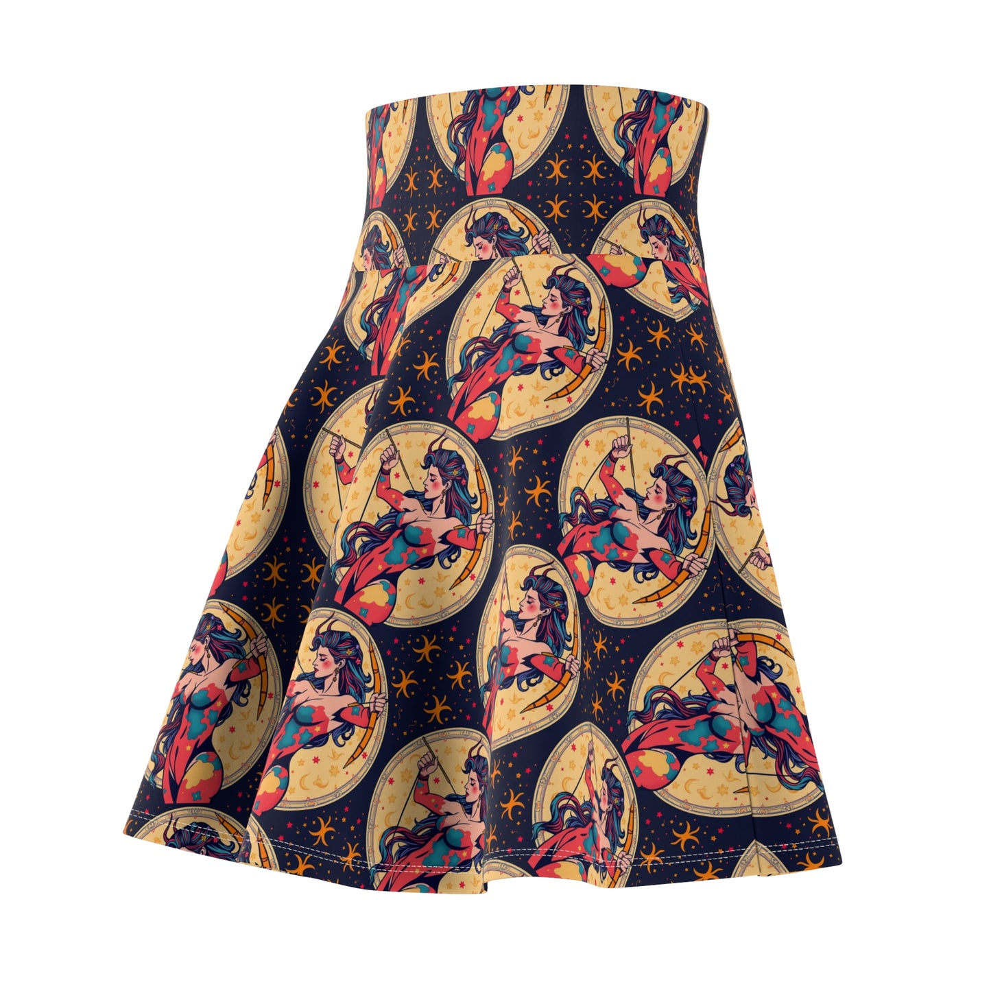 Women's Skater Skirt, (AOP), Sagittarius, Zodiac v1, Sexy Pattern