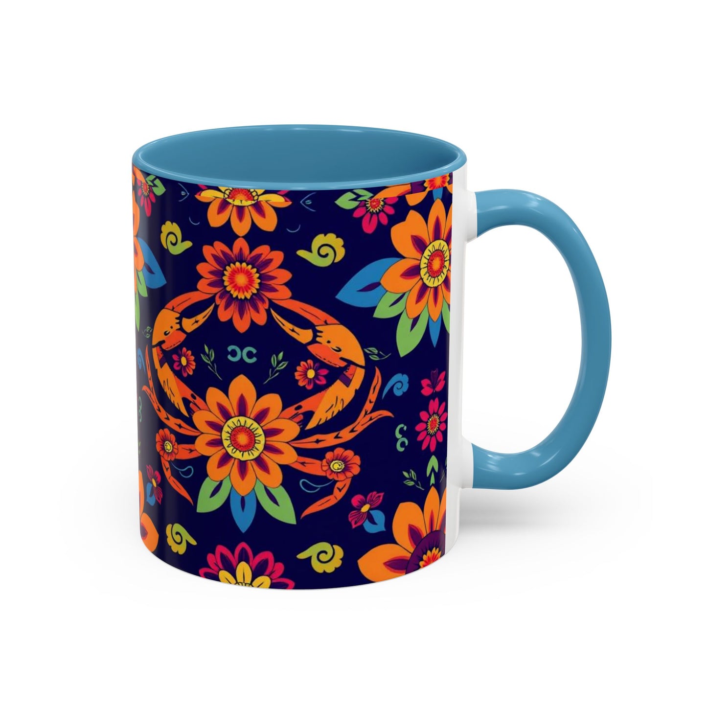 Accent Coffee Mug, Cancer, Zodiac, Flower Pattern, (11, 15oz)