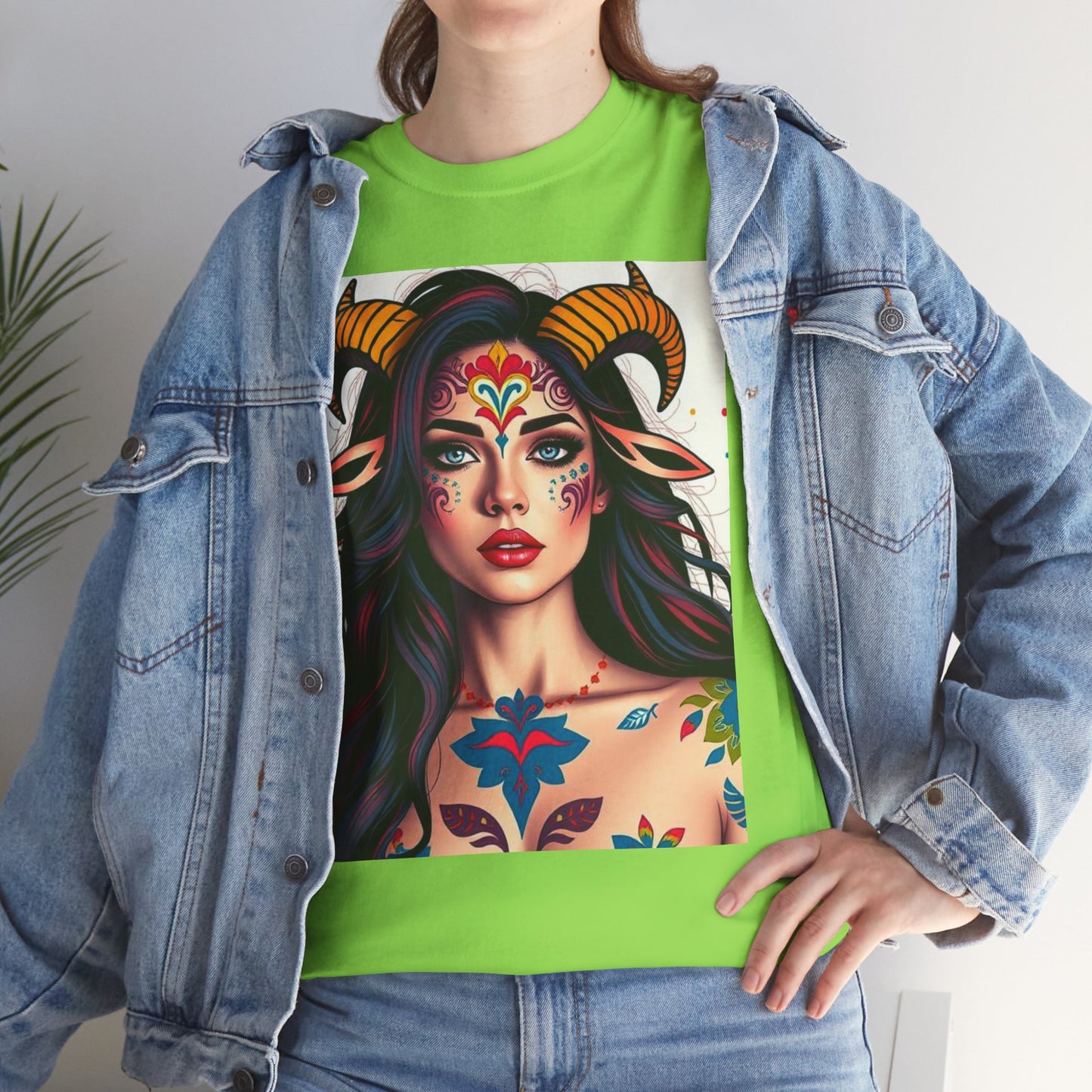 Unisex Heavy Cotton T-Shirt, Taurus, Zodiac v1, Sexy Art