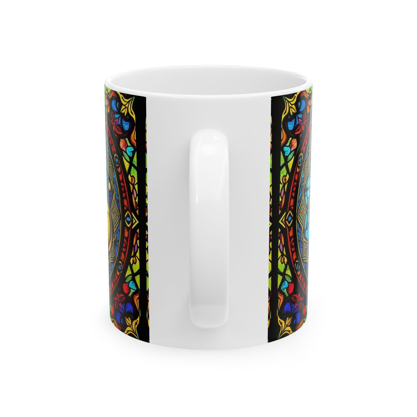 Ceramic Mug, (11oz, 15oz), Ceramic Coffee Mug, AOP, Glass Design v1, Taurus Zodiac