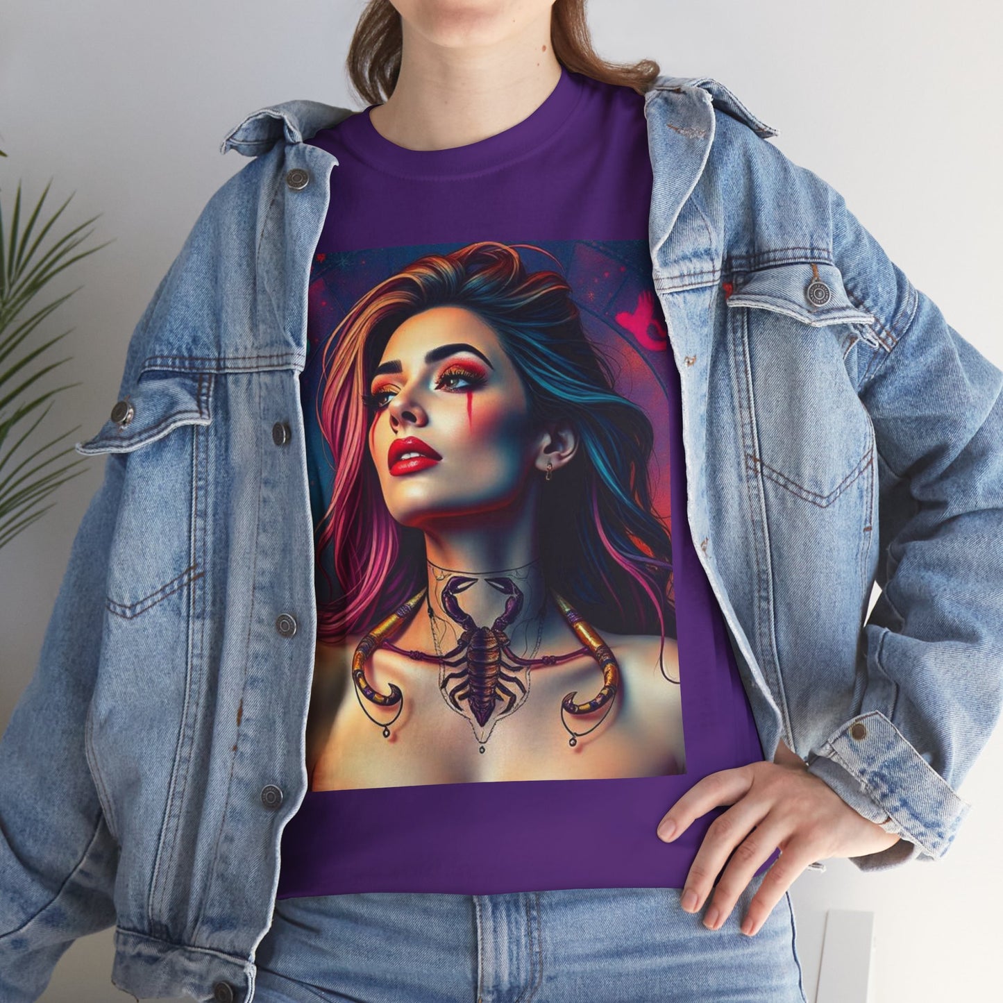 Unisex Heavy Cotton T-Shirt, Scorpio, Zodiac v1, Sexy Art