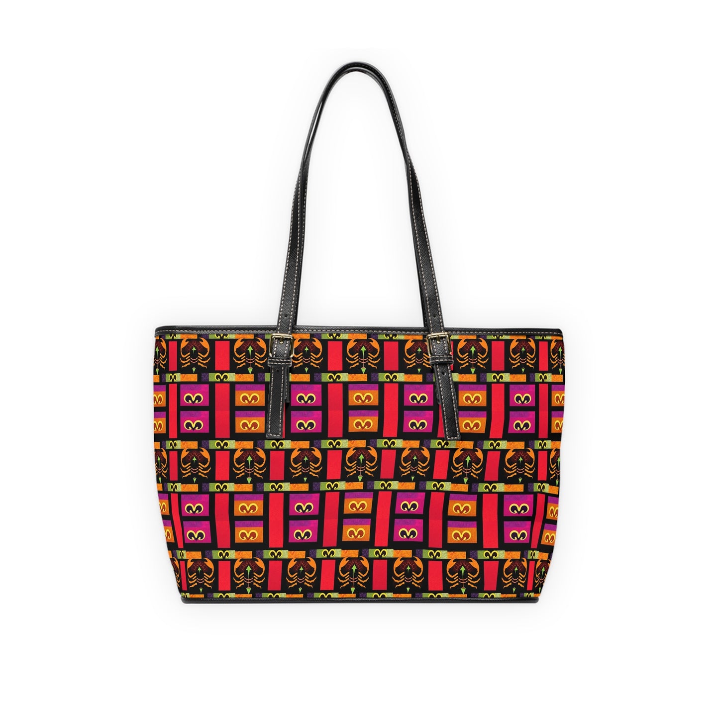 Leather Shoulder Bag, Scorpio, Zodiac v3, Shapes Pattern