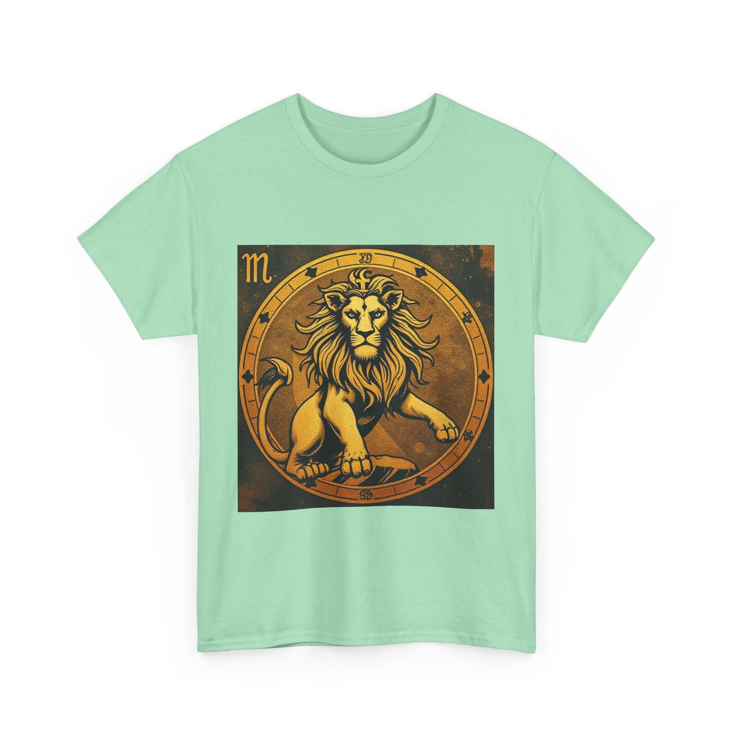 Unisex Heavy Cotton T-Shirt, Gold Lion, Leo Zodiac Design