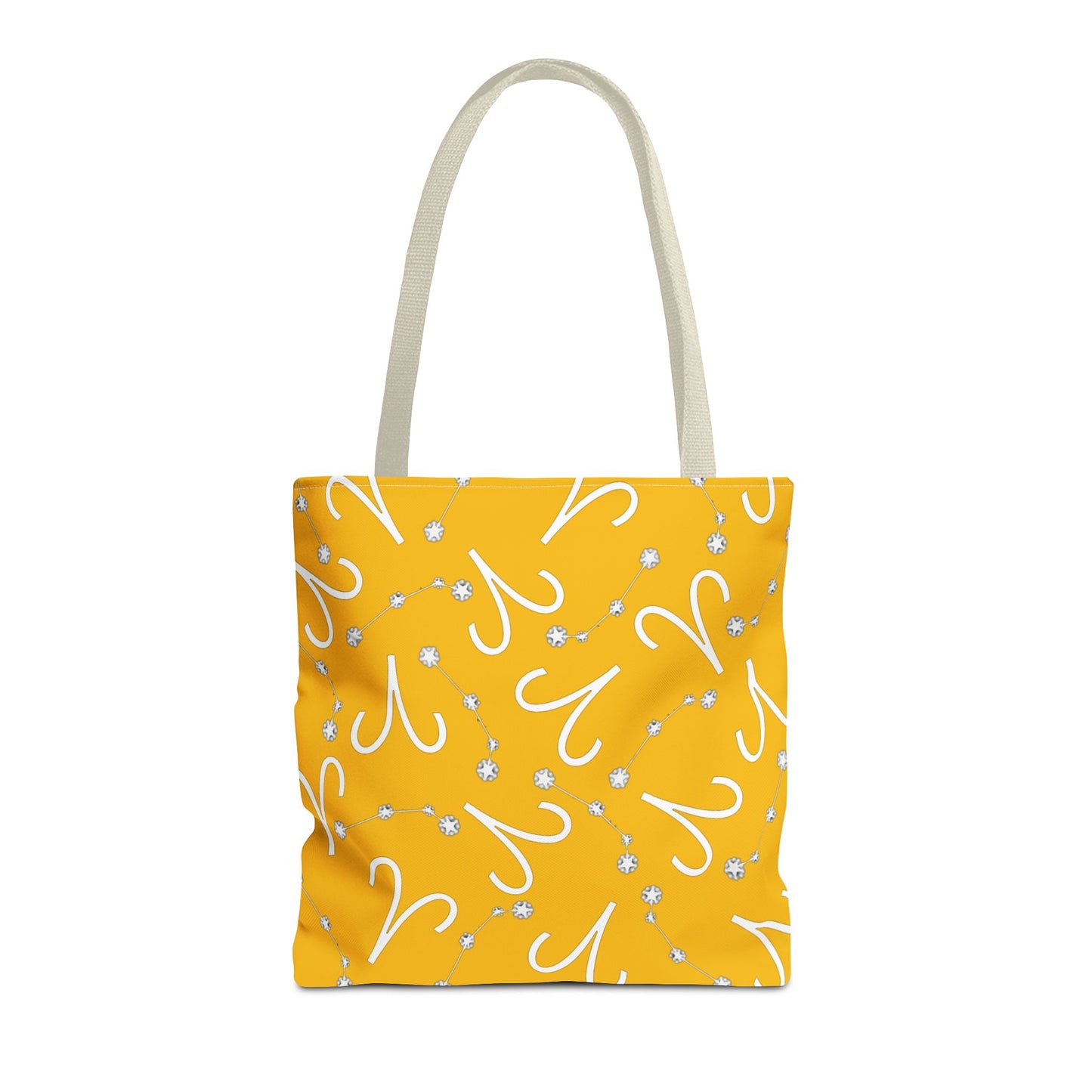 Tote Bag, Aries Zodiac Sign, AOP, (Yellow, White)