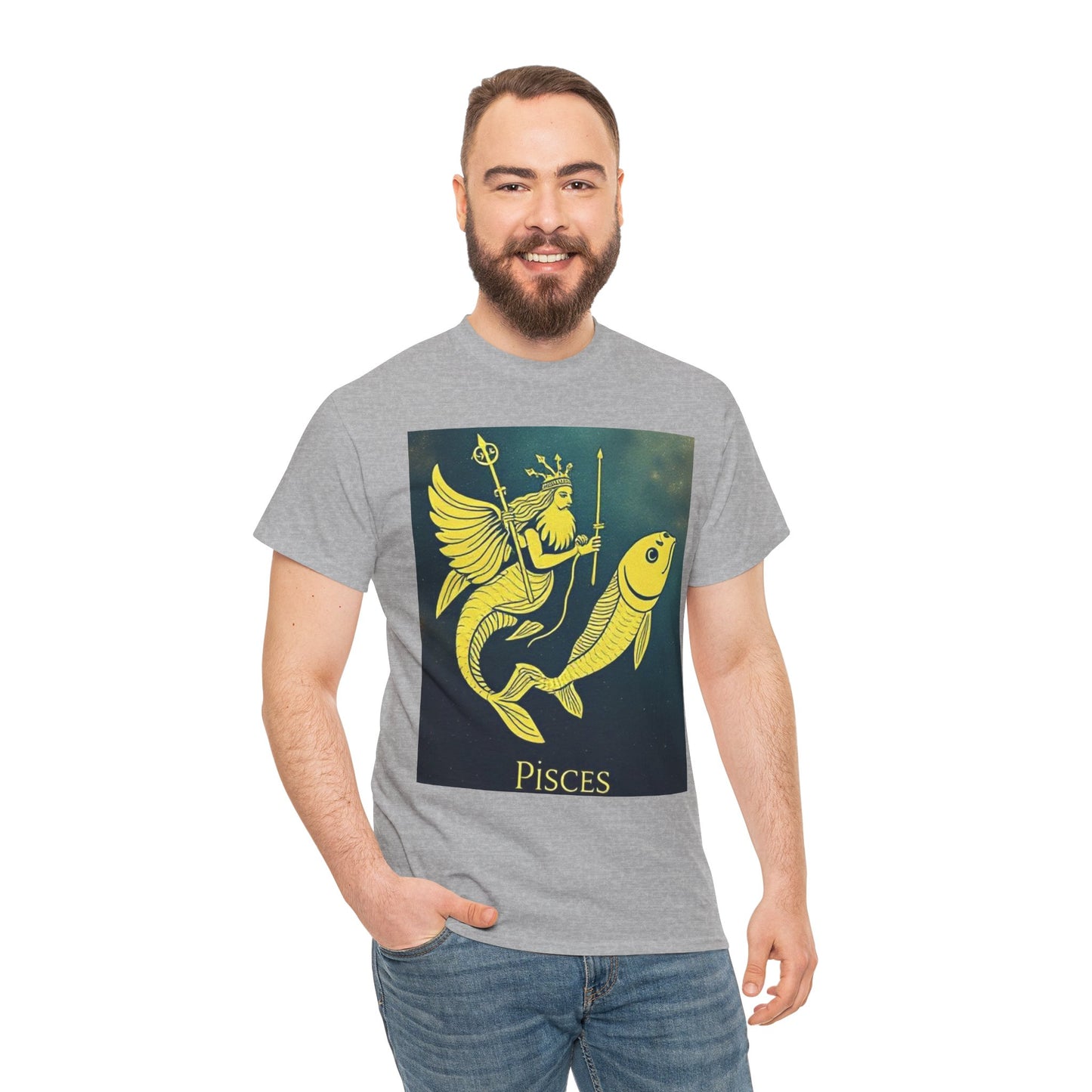 Unisex Heavy Cotton T-Shirt, Pisces Quuen v1, Zodiac Design
