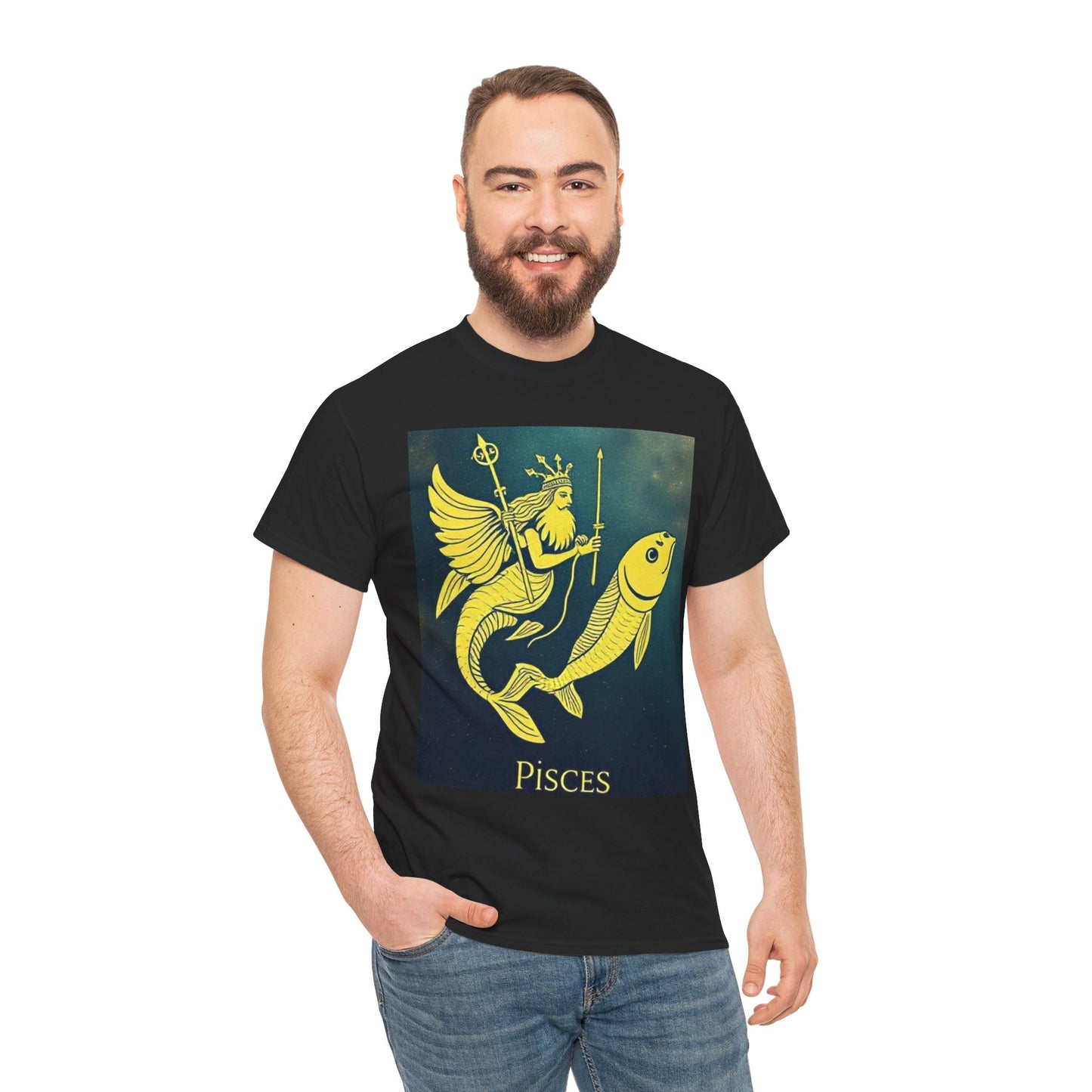 Unisex Heavy Cotton T-Shirt, Pisces Quuen v1, Zodiac Design